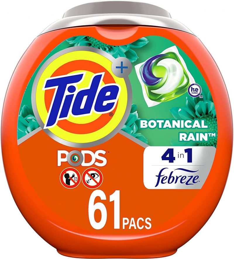 Tide PODS Laundry Detergent Liquid Pacs. Botanical Rain Scent. 4 in 1 HE. 61ct