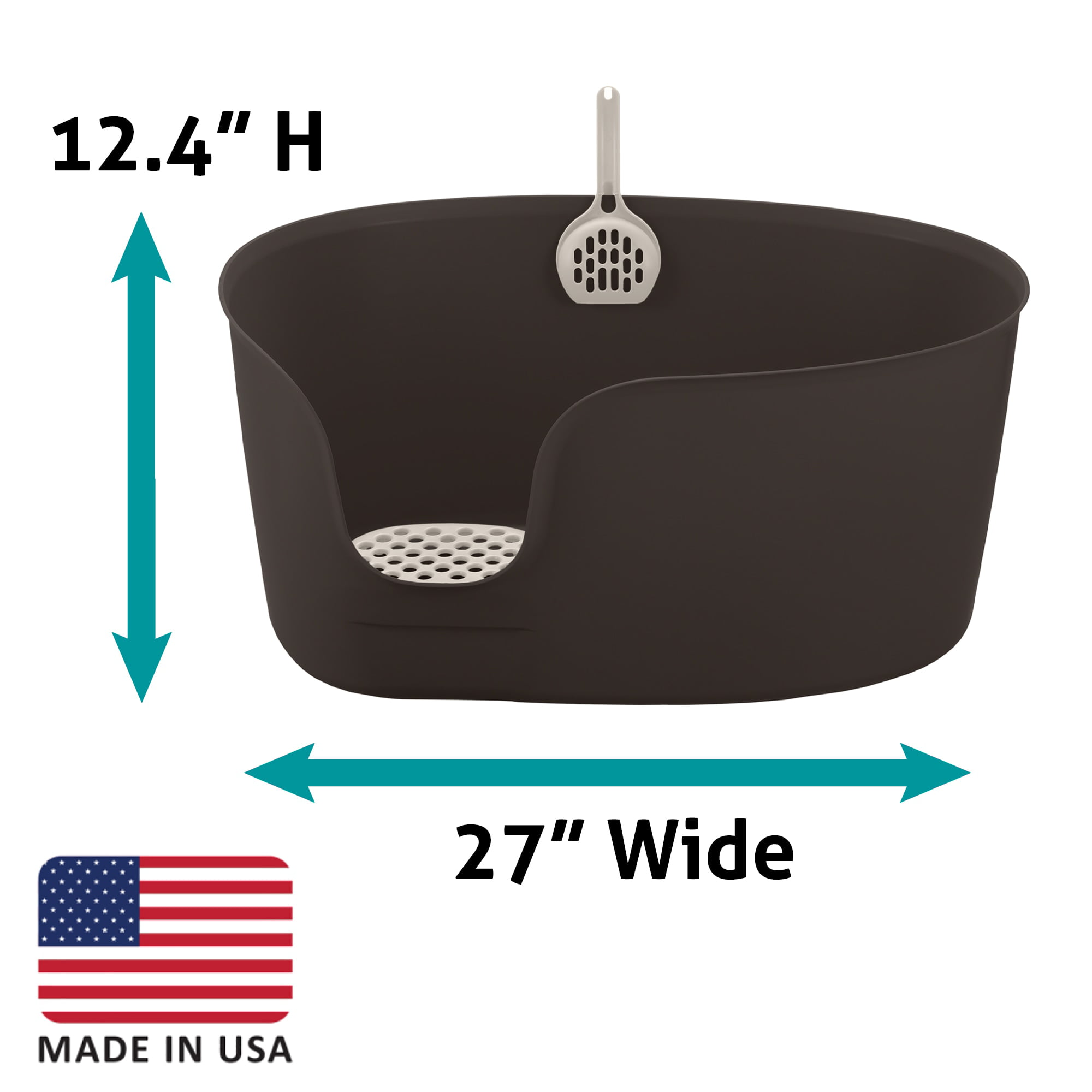 Richell Paw Trax High Wall Cat Litter Box XL with Scoop. Perfect for Multi Cat Households