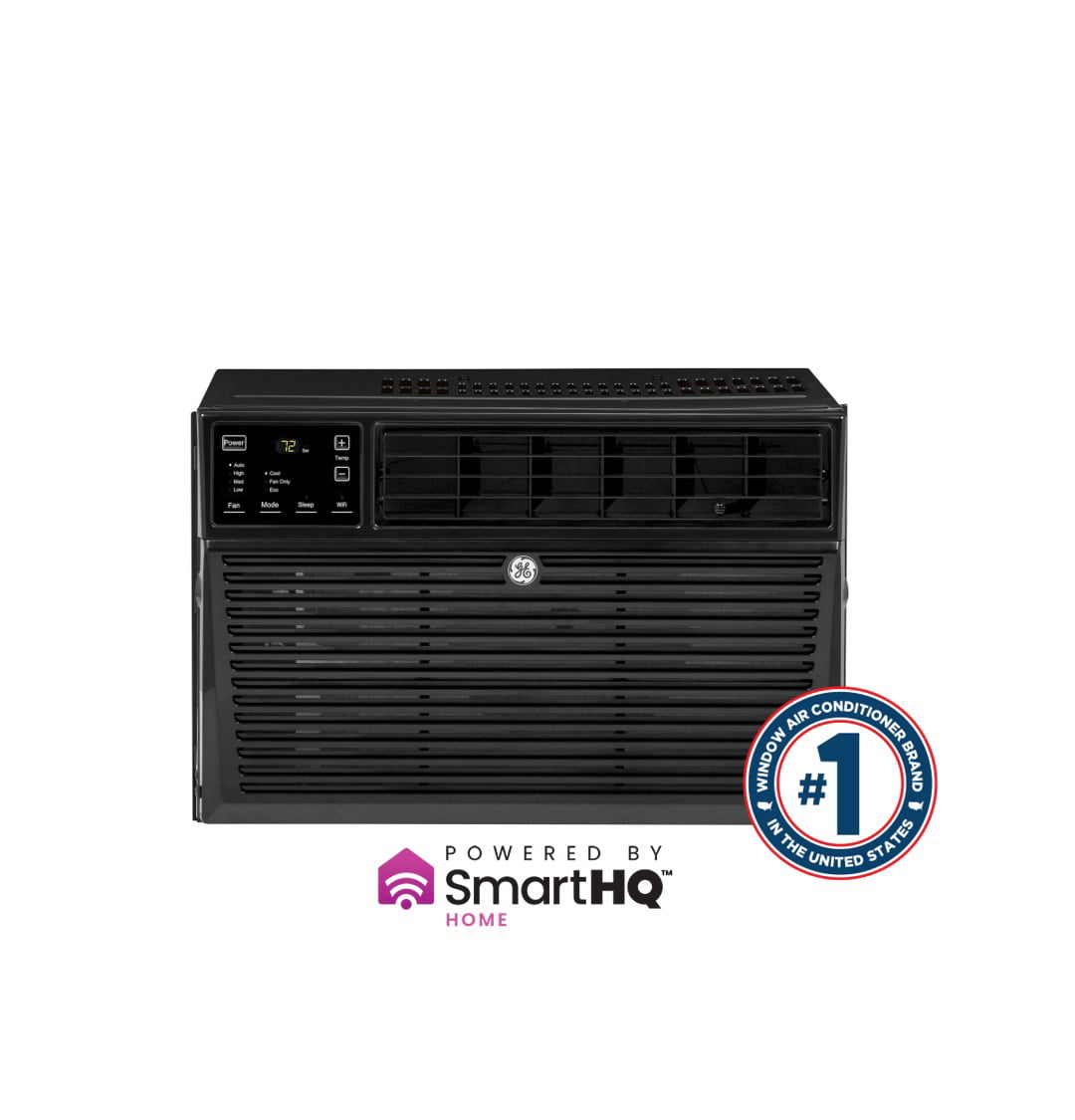 GE Appliances 8.000 BTU 115-Volt Smart Window Air Conditioner with Remote. AEN08LZ. Black