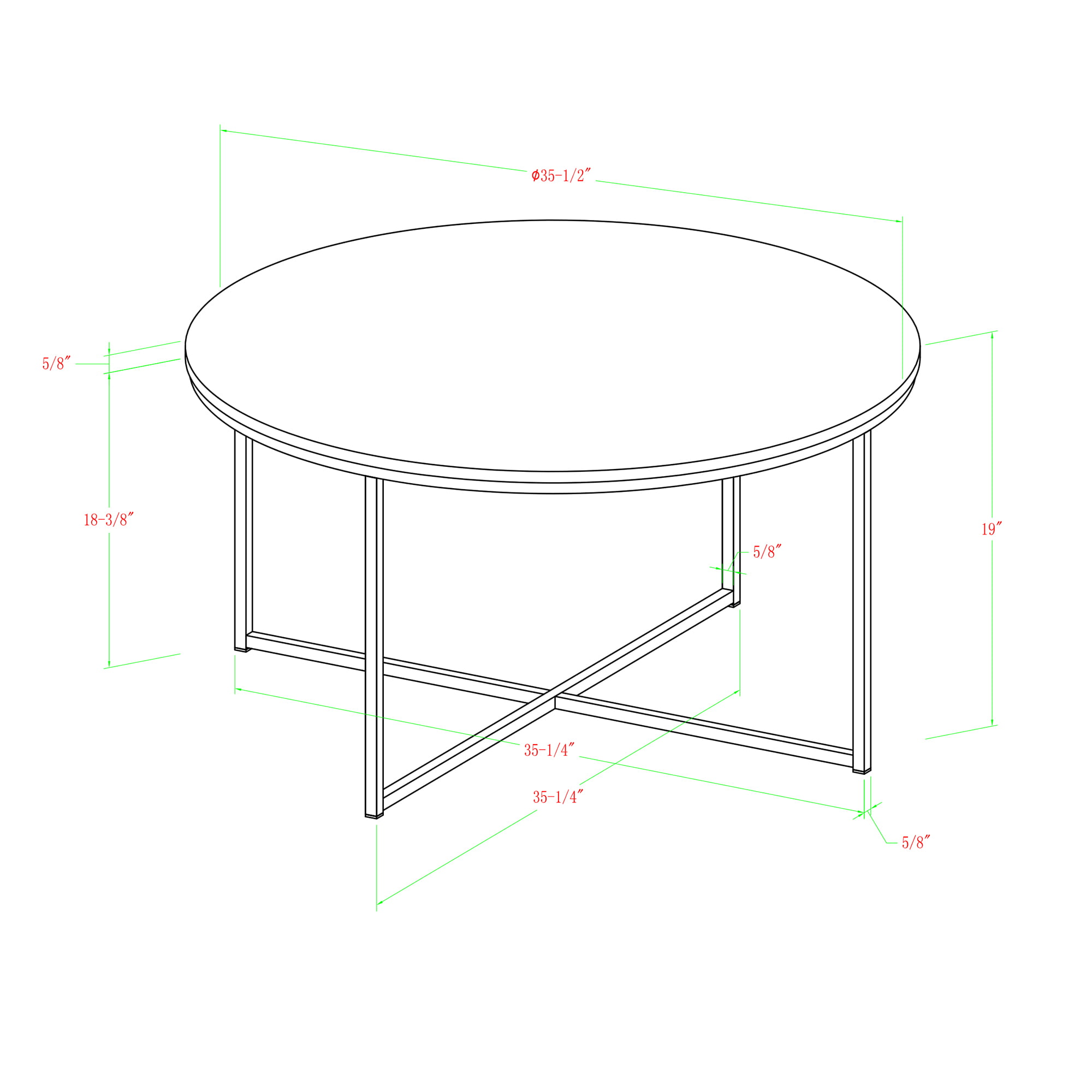 Ember Interiors Modern Round Coffee Table. Dark Walnut/Gold