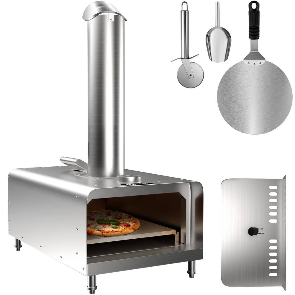 VEVOR PSLHWBXJXSWJLT8YDV0 Pizza Maker 12 in. Stainless Steel Portable Charcoal Fired Outdoor Pizza Oven with Adjustable Feet for Outdoor Cooking