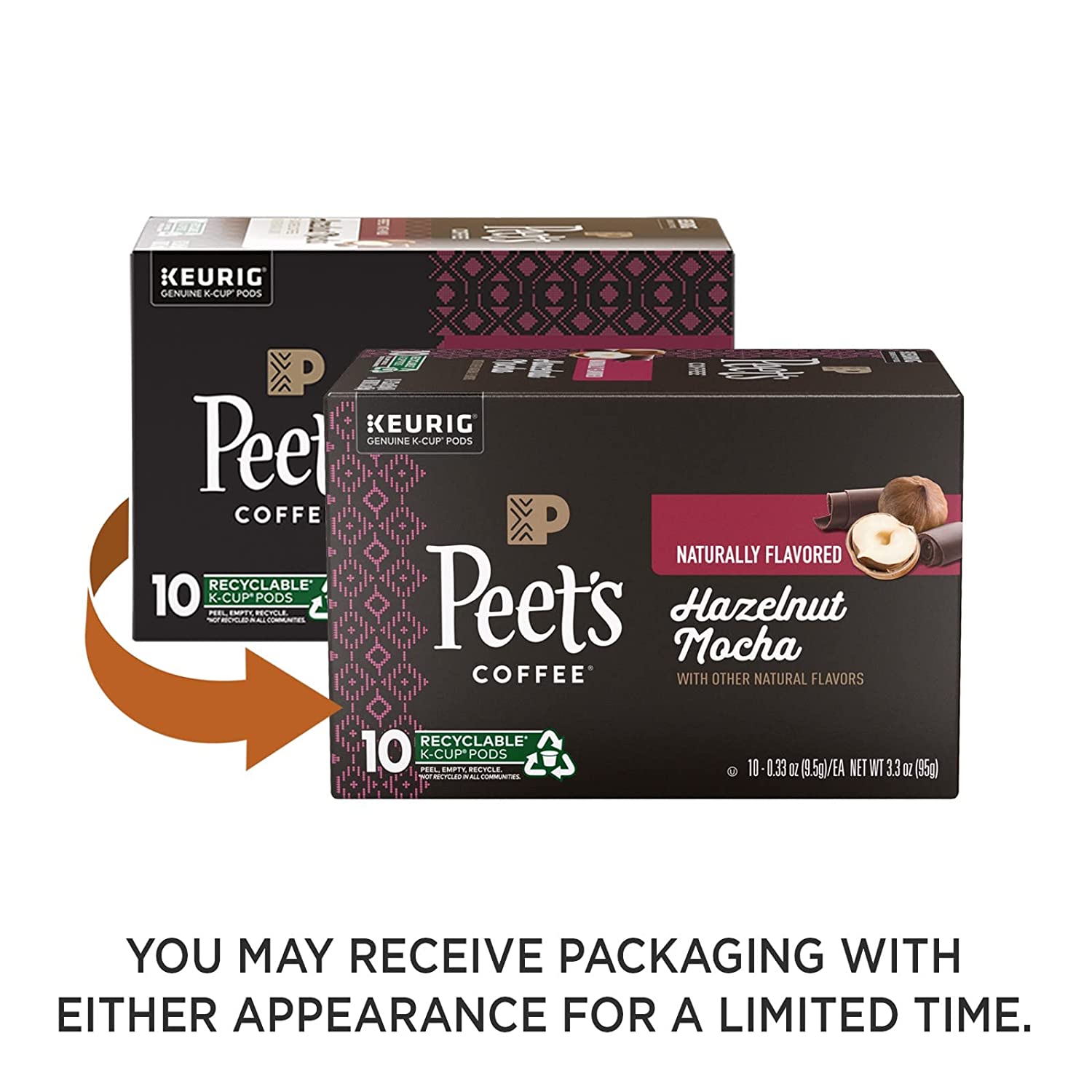 Peet-s Coffee Hazelnut Mocha - 60 K-Cup Pods for Keurig Brewers (6 boxes of 10 pods). Light Roast