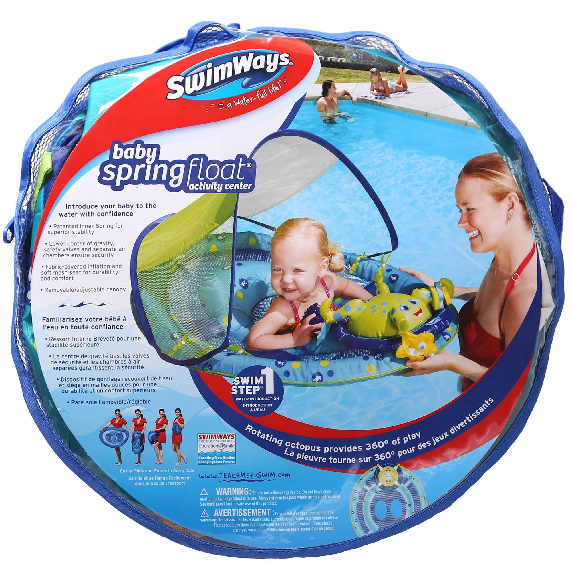 SwimWays Baby 9 to 24 months Spring Float Activity Center Pool Raft with Sun Canopy (2 Pack)