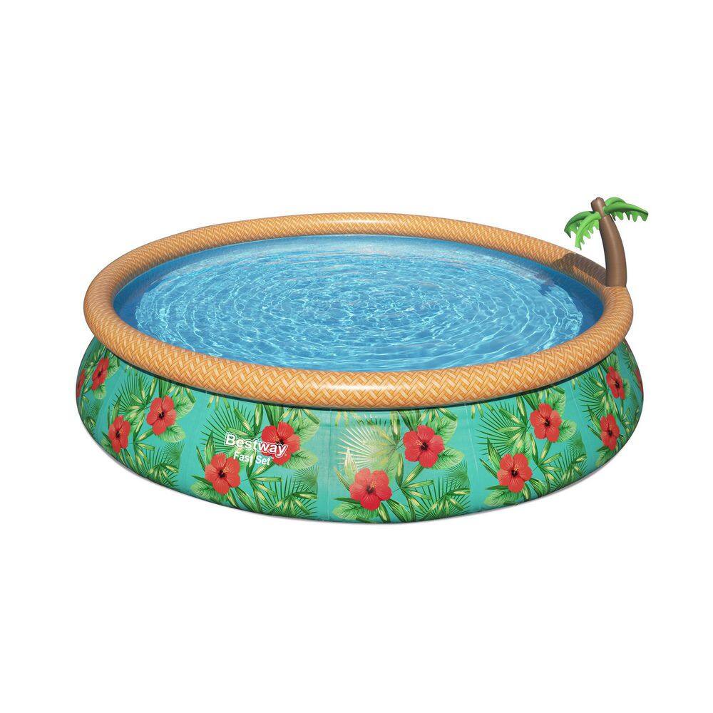 Bestway 57415E-BW 33 in. x 15 ft. Round Fast Set Paradise Palms Inflatable Swimming Pool Set
