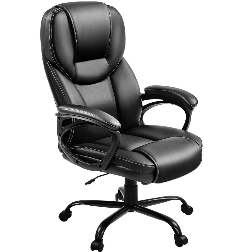 Smile Mart Faux Leather Swivel Office Chair with Ergonomic High Back for Home Office. Black