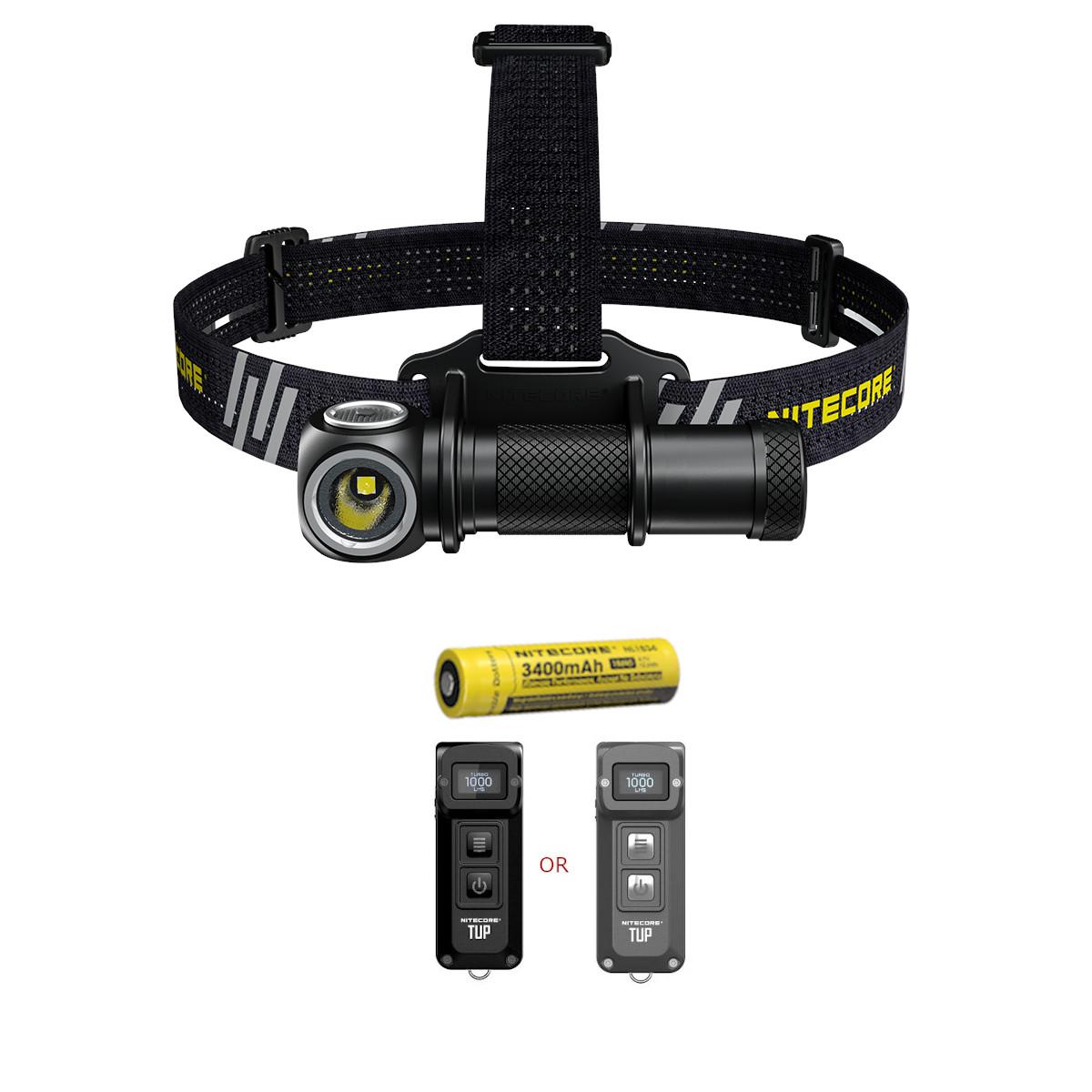 Value Bundle: Nitecore UT32 Dual Emitter Headlamp-(5700K. Cool White)-(3000K. Warm White) with 1XNL1834 Battery (Black or Gray)