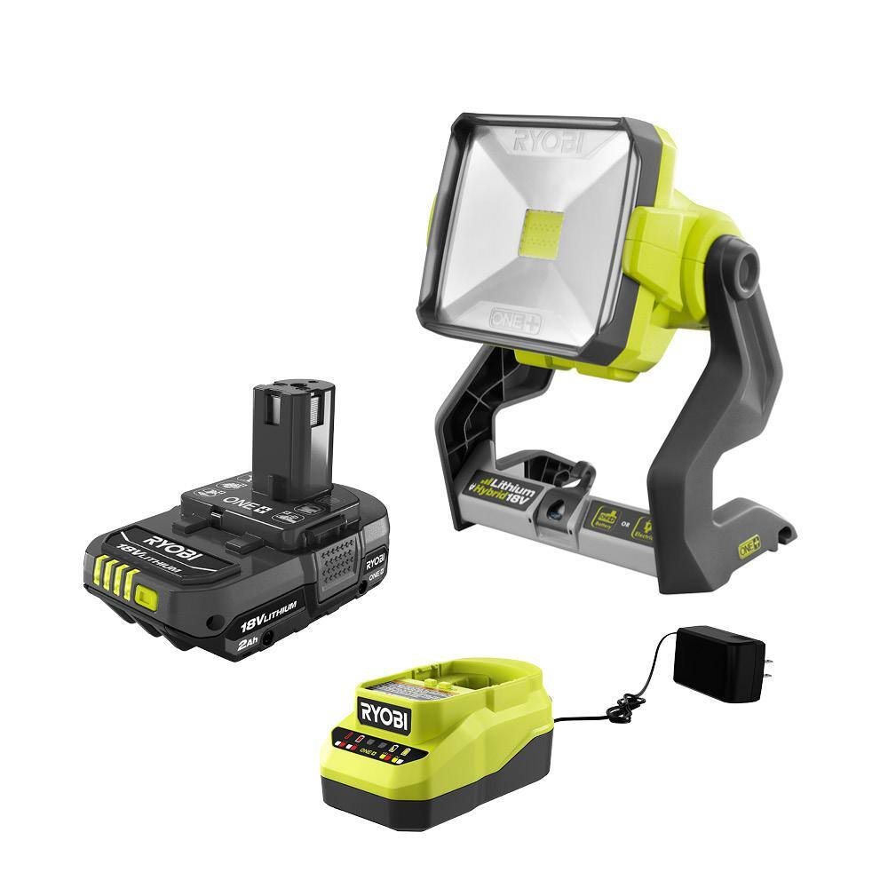 RYOBI P721-PSK005 ONE+ 18V Hybrid 20-Watt LED Work Light with 2.0 Ah Battery and Charger