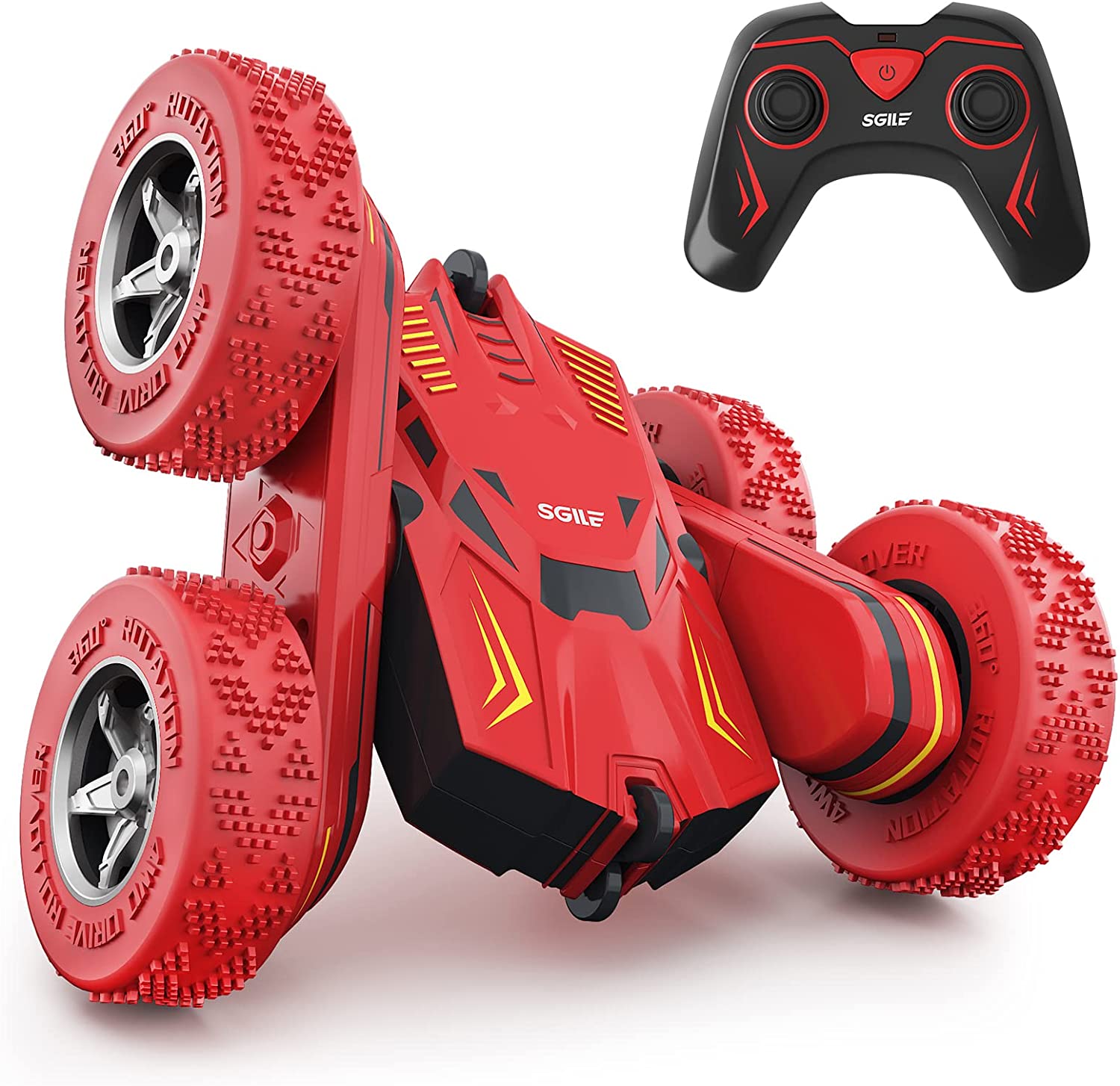 SGILE RC Stunt Car Toy. Remote Control Car. Red