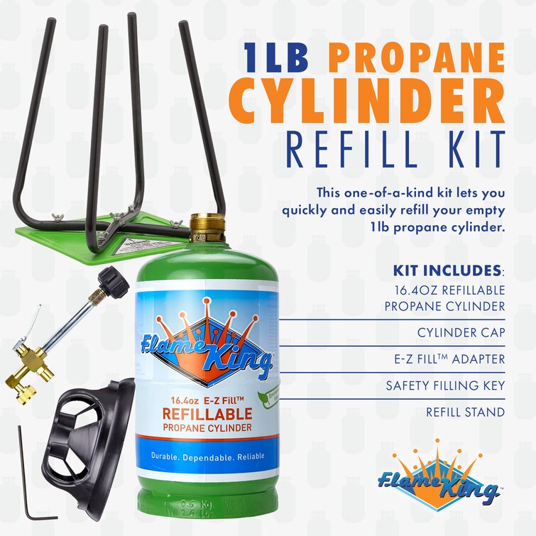 Flame King 1 lb. Refillable Propane Cylinder with Refill Kit