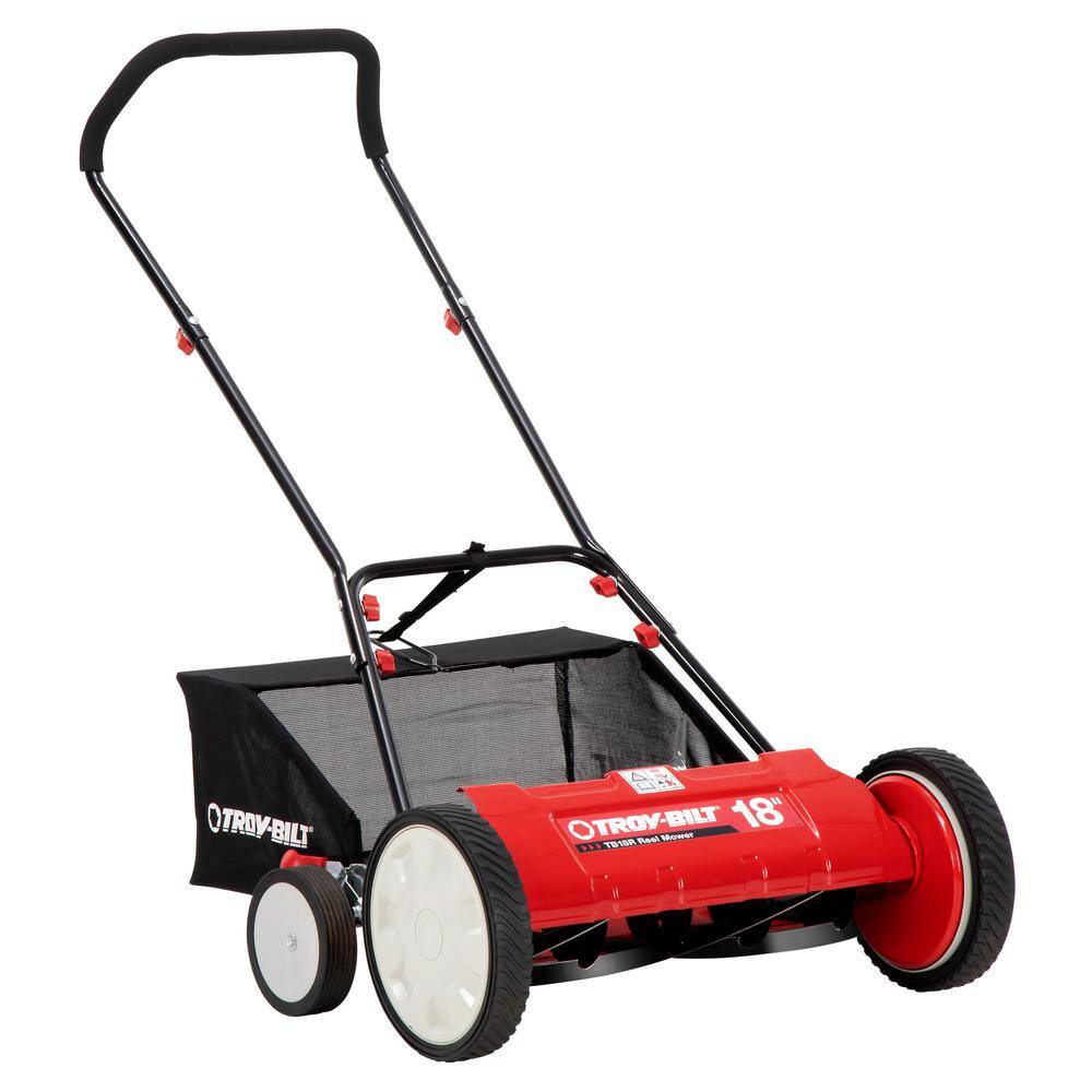 Troy-Bilt TB18R 18 in. Manual Walk Behind Reel Lawn Mower with Grass Catcher