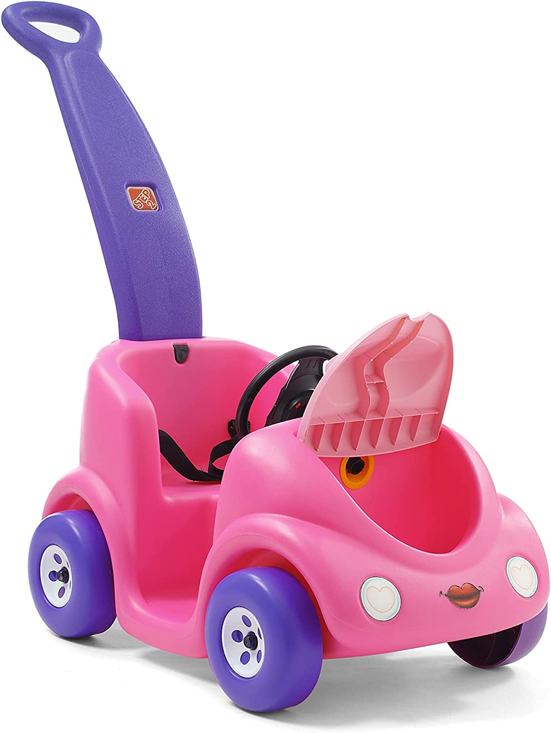 Step2 Push Around Buggy Ride On Toddler Push Car. Pink – Ride On Toy with Included Safety Belt. Comfortable Handle. Realistic Wheel for Pretend Play – Push Toy Makes a Great Stroller Alternative