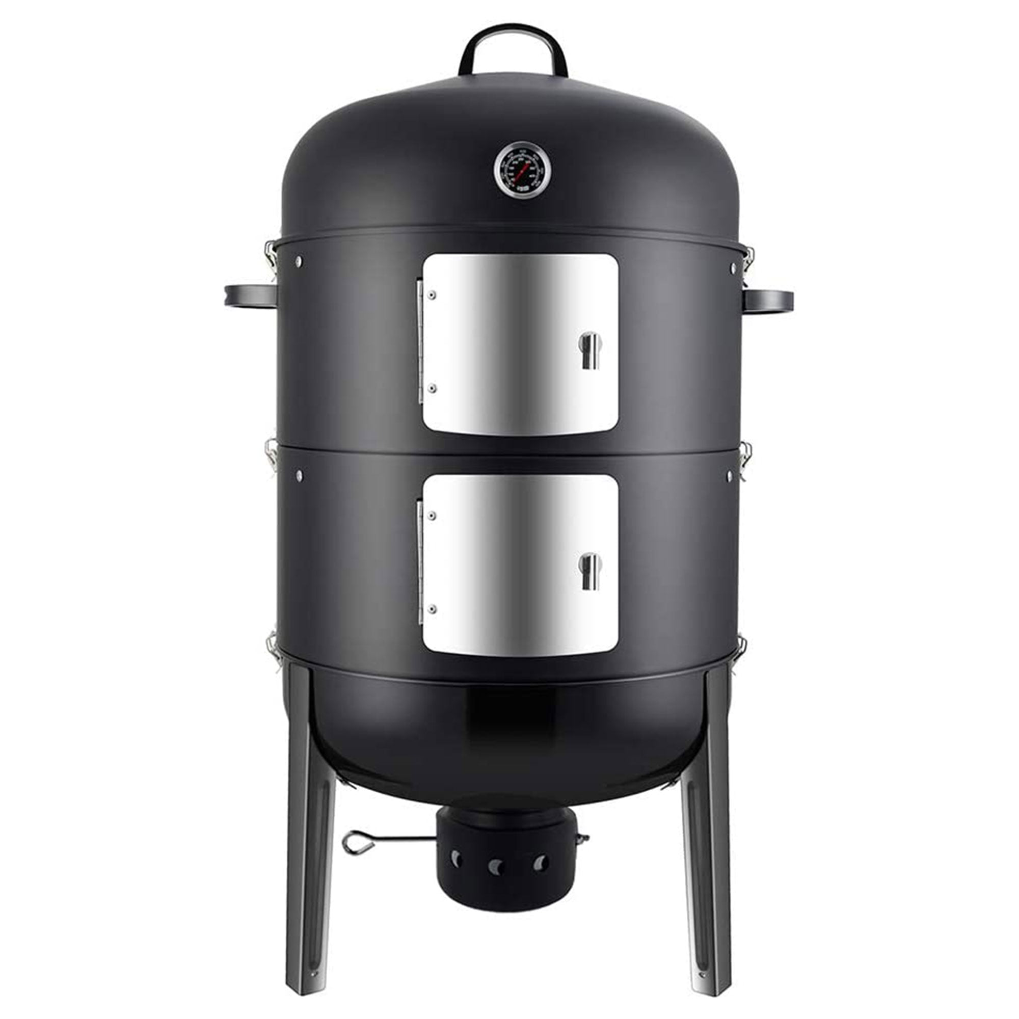Realcool 20 Inch Vertical Heavy Duty Steel Charcoal Outdoor Smoker. Black