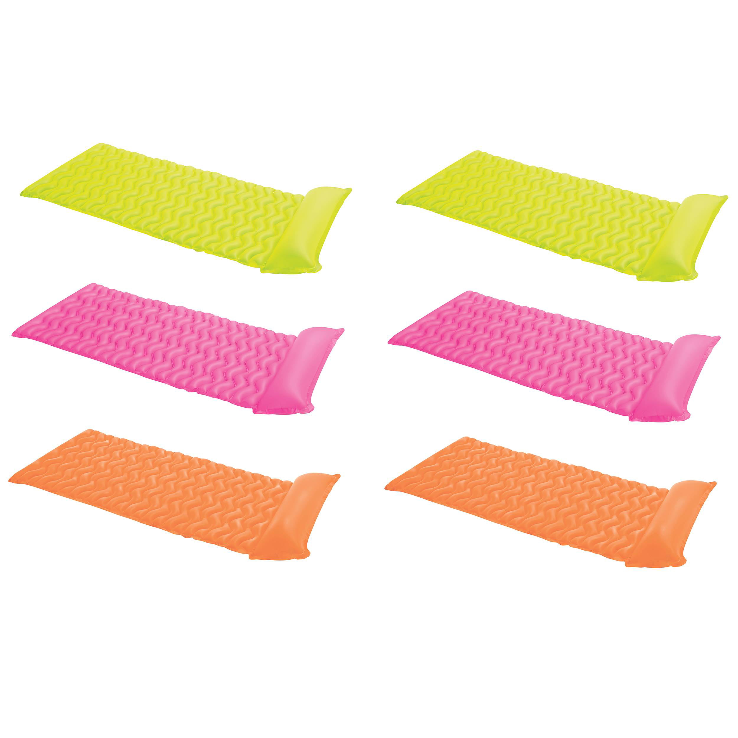 Intex Tote ‘N Float Wave Mat Floating Pool Lounger with Headrest (6 Pack)