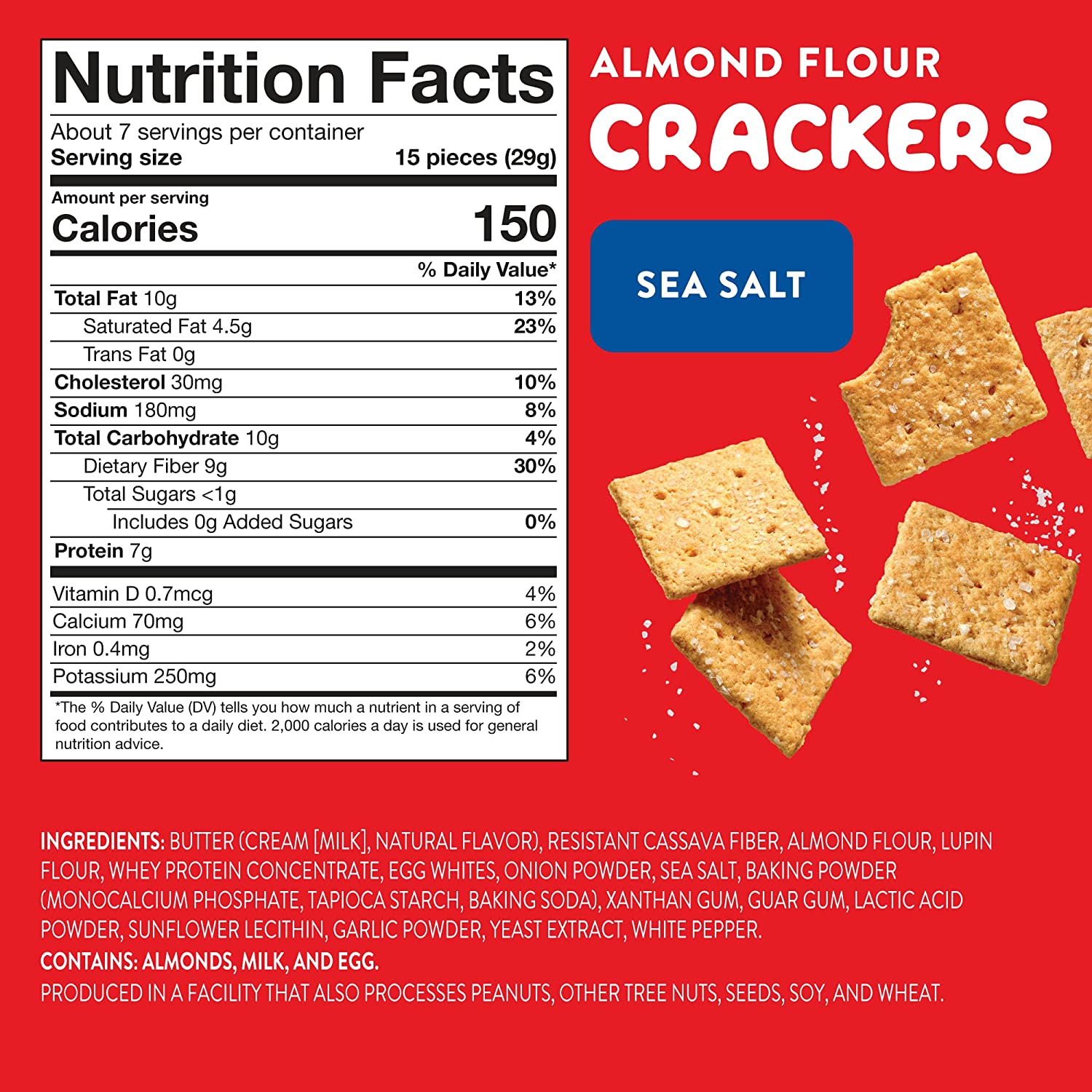 HighKey Low Carb Snacks Sea Salt Crackers - 6.75oz
