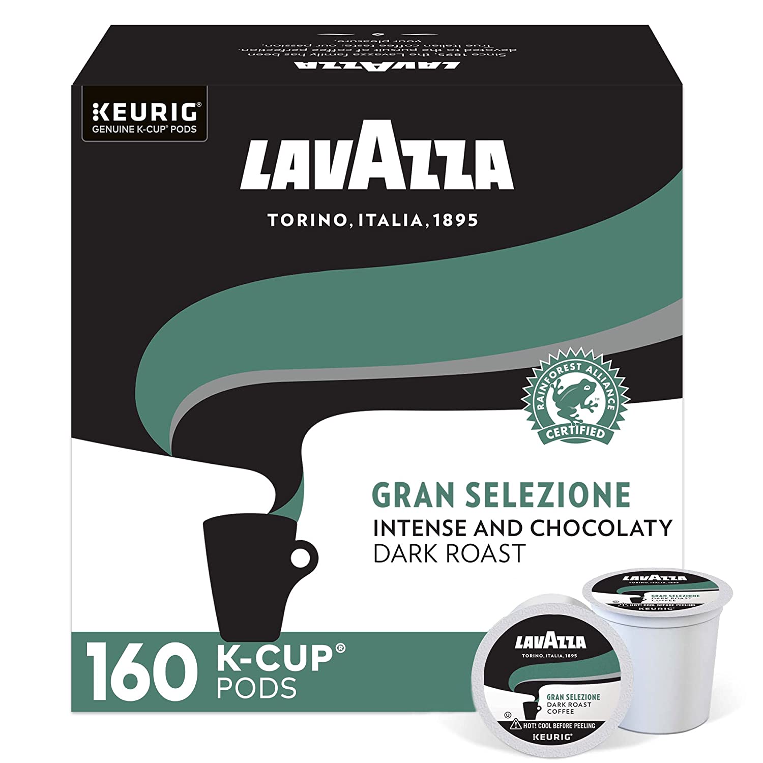Lavazza SingleServe Coffee KCups for Keurig Brewer Pack of. Gran Selezione. 160 Count. (Pack of 4) Authentic Italian. Value Pack. 100% Arabica. Rainforest Alliance Certified 100% sustainably grown
