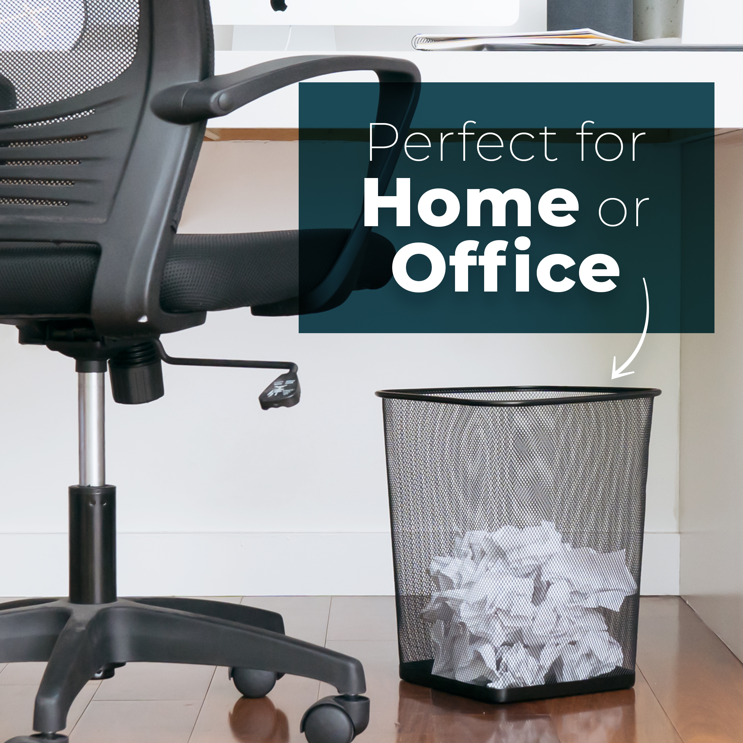 Greenco 6 gal Mesh Metal Wastebasket. 2 Pack. Black