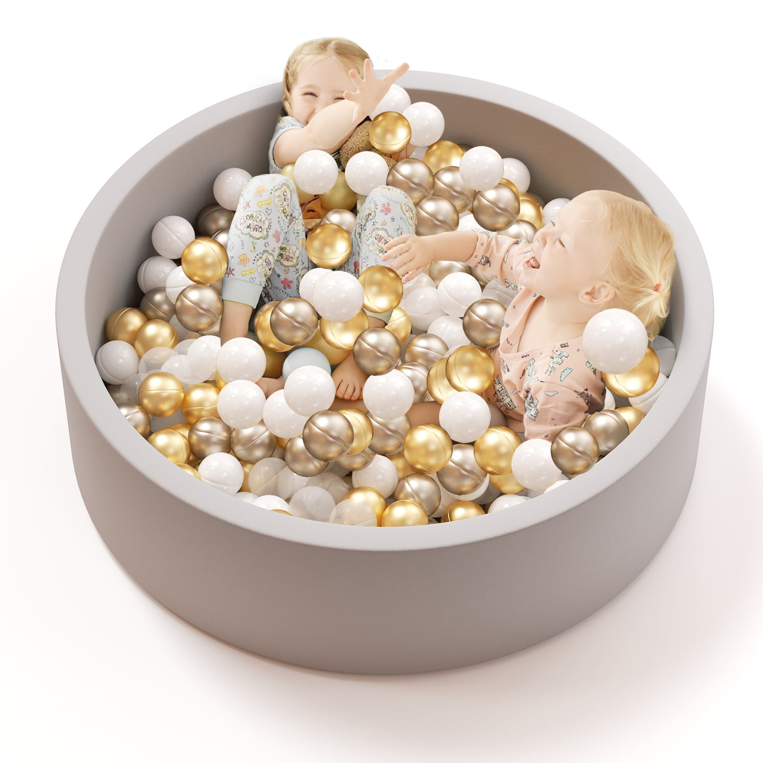 Teedor Foam Ball Pit (200 Balls Included). 39.4 x 11.5 inch large Ball Pits for Toddlers. Soft Children Indoor Round Playpen