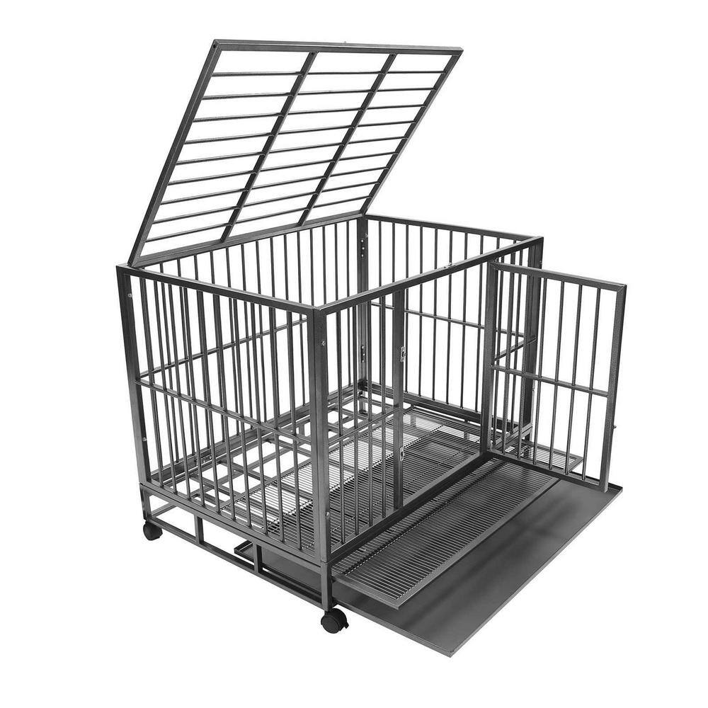 SMITHBUILT CAGE-Y48 Heavy-Duty Metal Dog Cage in Silver - X-Large 48 in.