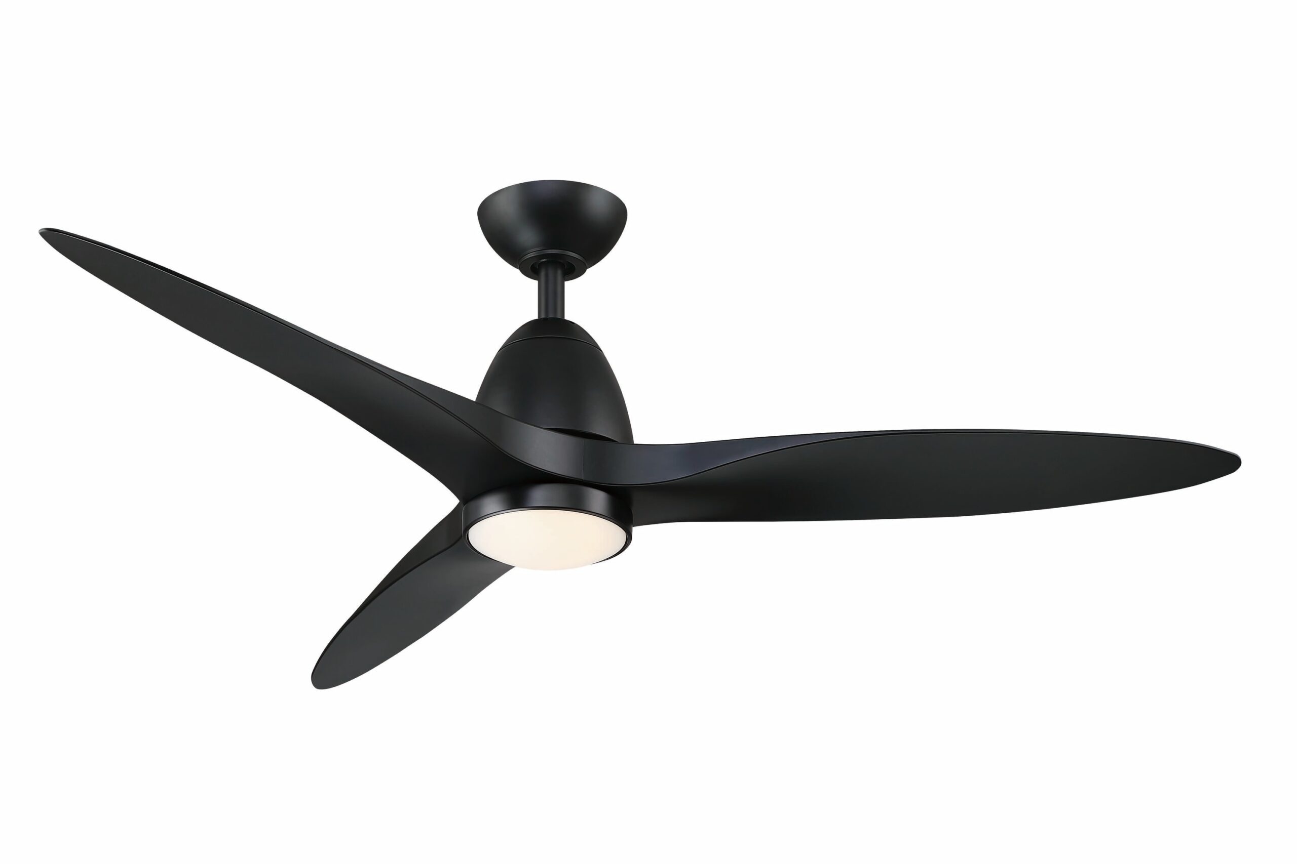 Fanimation Studio Collection Prop 52-in Black Color-changing LED Indoor/Outdoor Propeller Ceiling Fan with Light Remote (3-Blade)