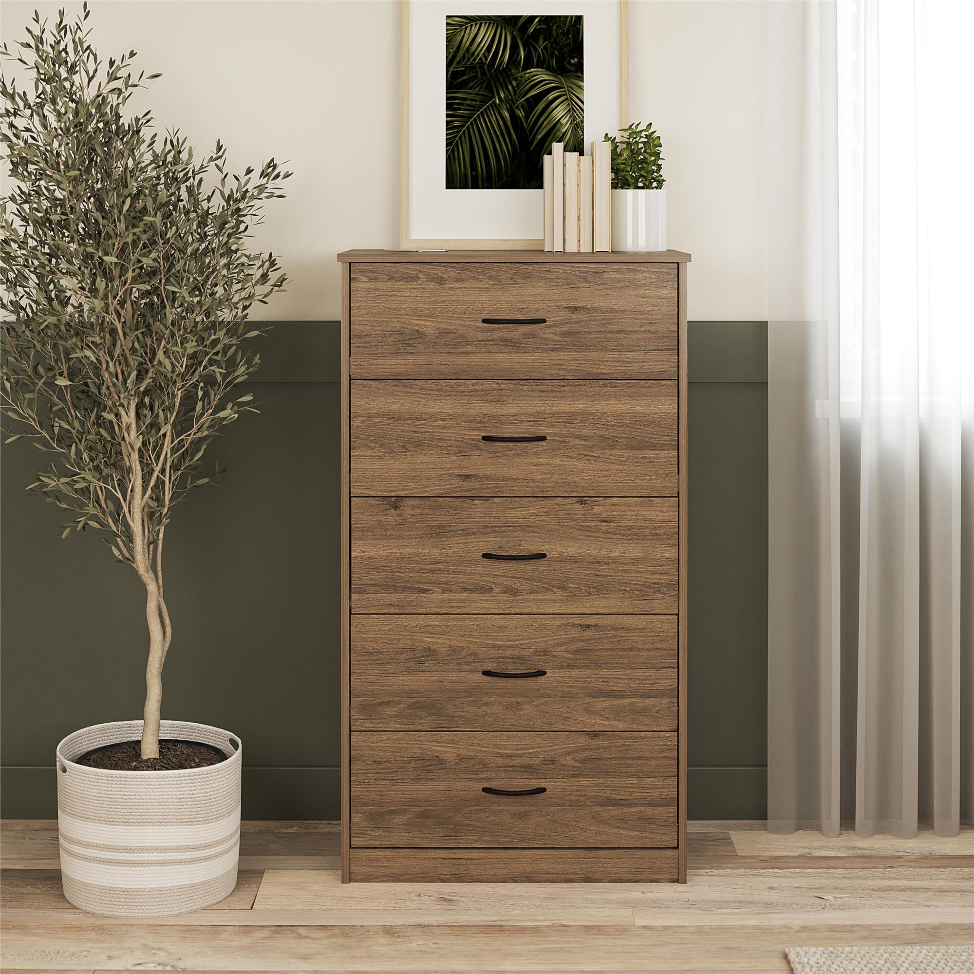 Mainstays Classic 5 Drawer Dresser. Rustic Oak