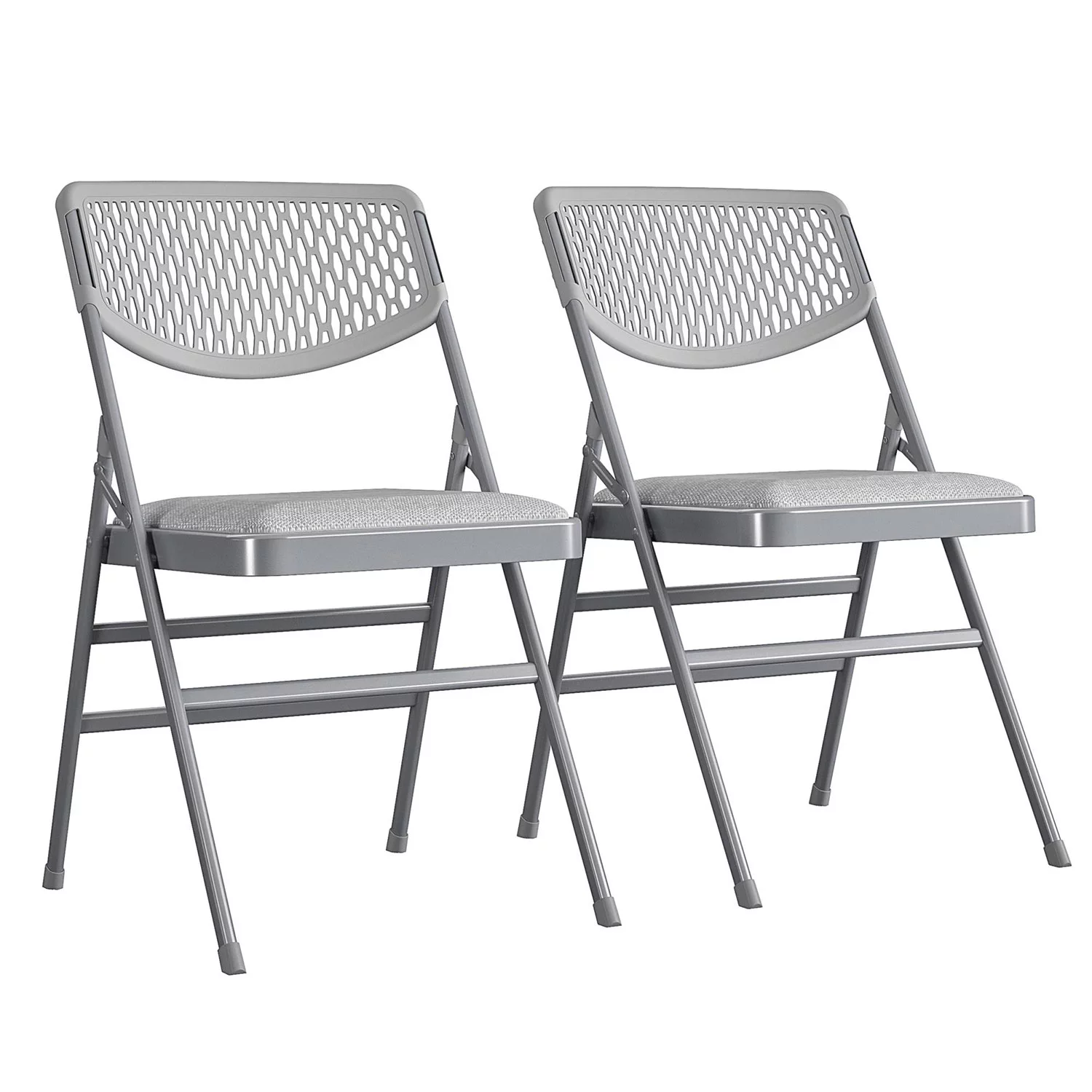COSCO Ultra Comfort Commercial XL Premium Fabric Padded Folding Chair. Gray. 2-Pack