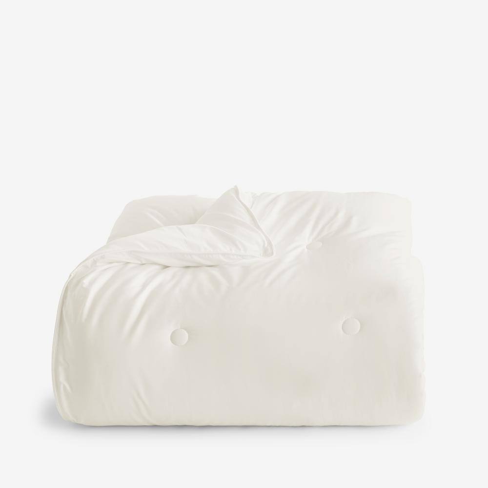 The Company Store  Ivory Solid Rayon Made From Bamboo Cotton Sateen Tufted Queen Comforter - Queen/Ivory