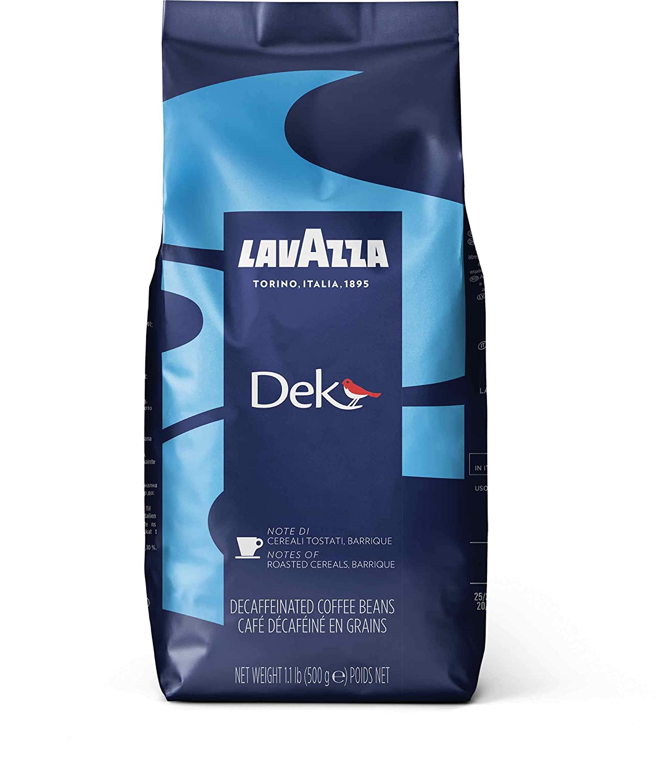 Lavazza Dek Whole Bean Coffee Blend. Decaffeinated Dark Espresso Roast. 1.1-Pound Bag . Authentic Italian. Blended and roasted in Italy. Creamy with smooth flavor and exceptional aroma