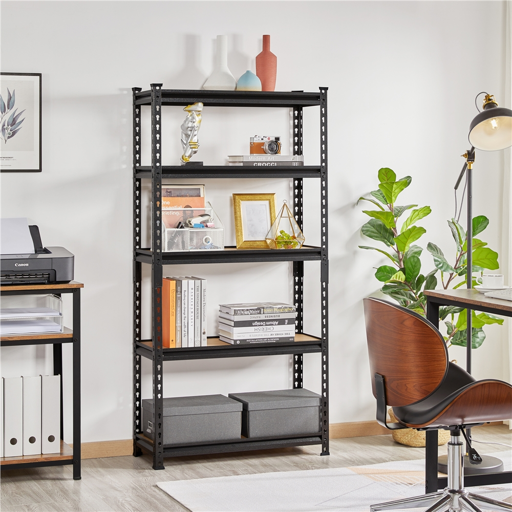 Smile Mart 60″H 5-Tier Adjustable Boltless Storage Shelves Units. Black