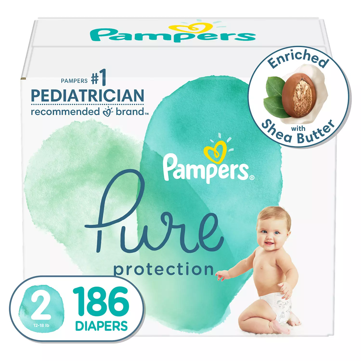 Pampers Pure Protection One-Month Supply Diapers  - Diapers Size 2. 186 Count