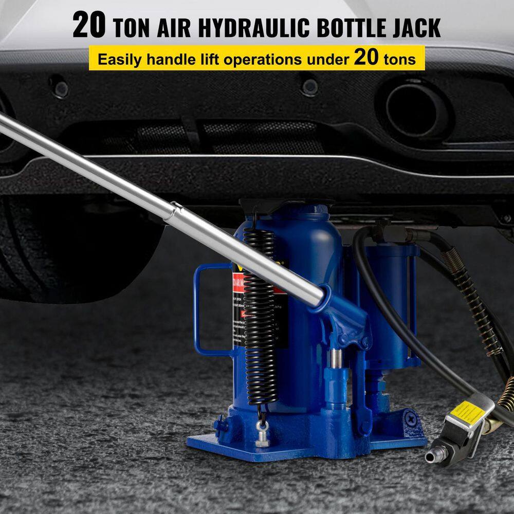 VEVOR QJD20TYYGSBE00001V0 20-Ton Air Hydraulic Bottle Jack Bottle Jack Air Jack Heavy-Duty Auto Truck Repair Lift in Blue
