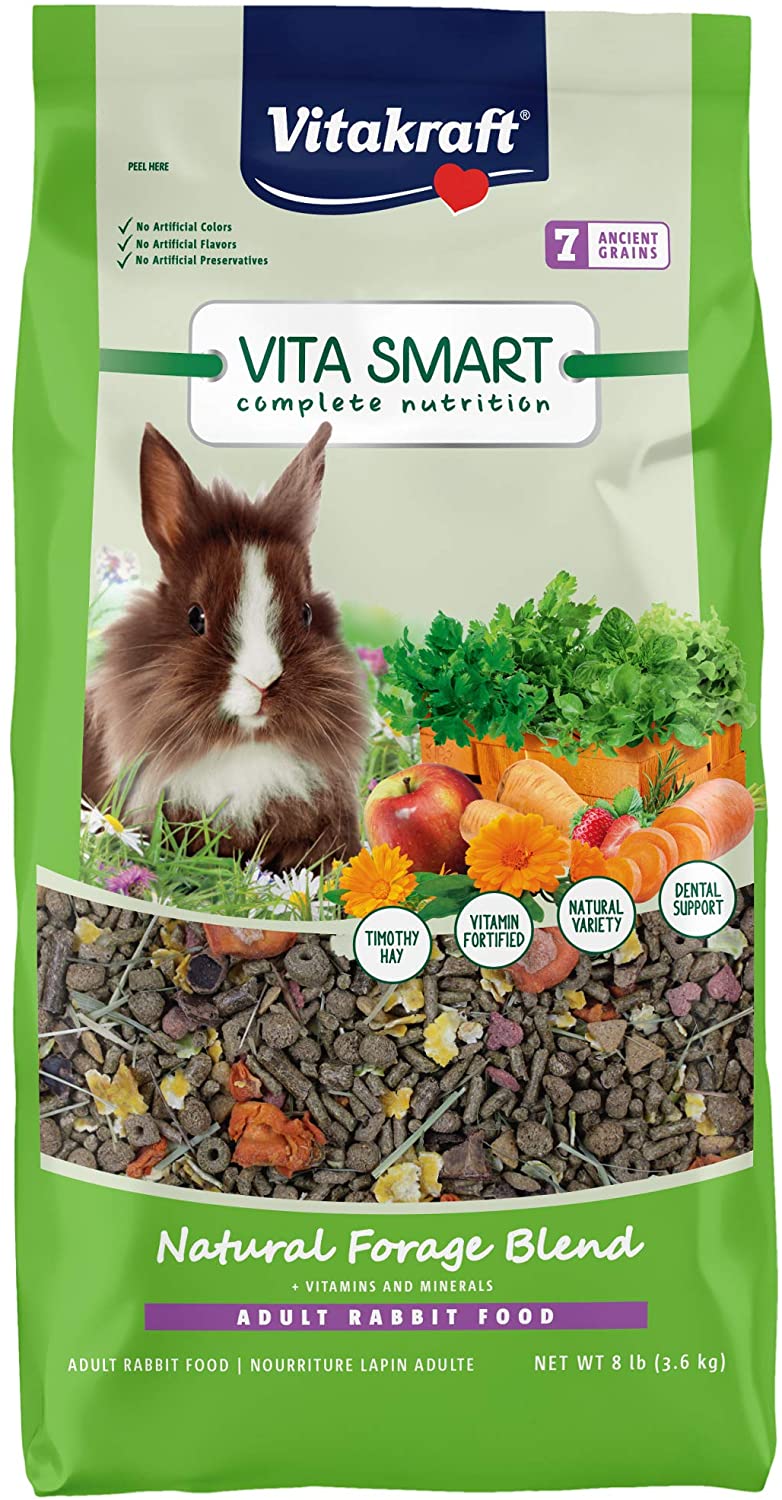 Vitakraft Vita Smart Complete Nutrition Premium Fortified Blend with Timothy Hay Rabbit Food. 8-lb bag