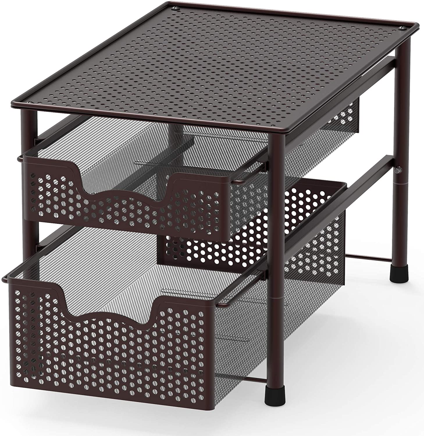 Simple Houseware Stackable 2 Tier Sliding Basket Organizer Drawer. Bronze