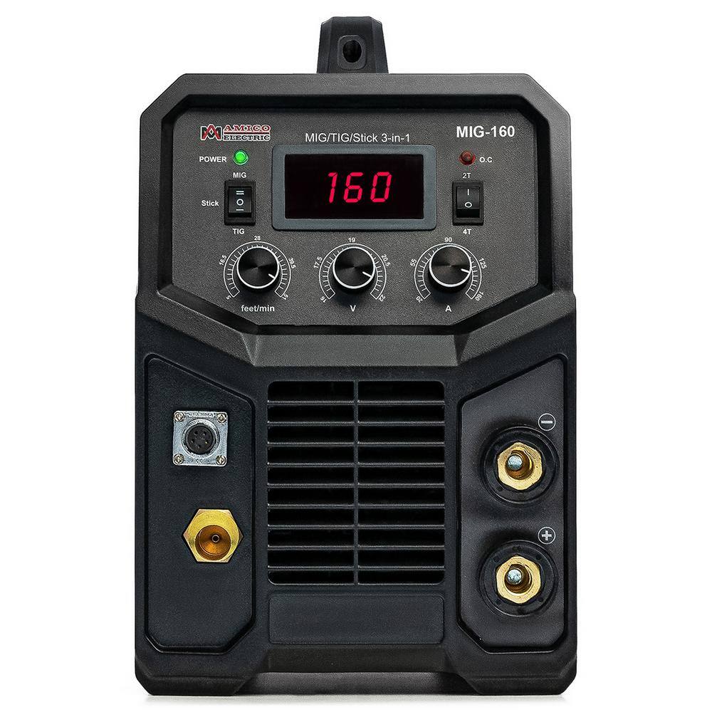 AMICO POWER MIG-160 160 Amp MIG/Flux-Cored/TIG/Stick Multi-Process Welder. 100-250V Voltage. Compatible Spool Gun SPG15180