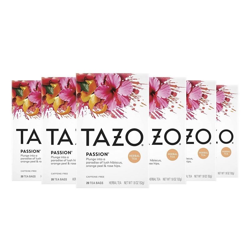 TAZO Tea Bags Unsweetened Tea Beverage Herbal Tea Caffeine-Free. 20 Count. 6 Pack