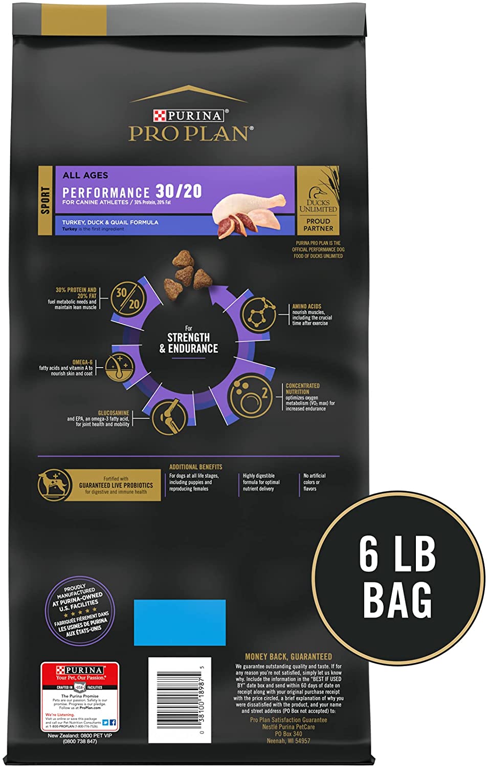 Purina Pro Plan Sport. Energy & Vitality Support. High Protein 30/20 Dry Dog Food. Turkey Duck 6lb