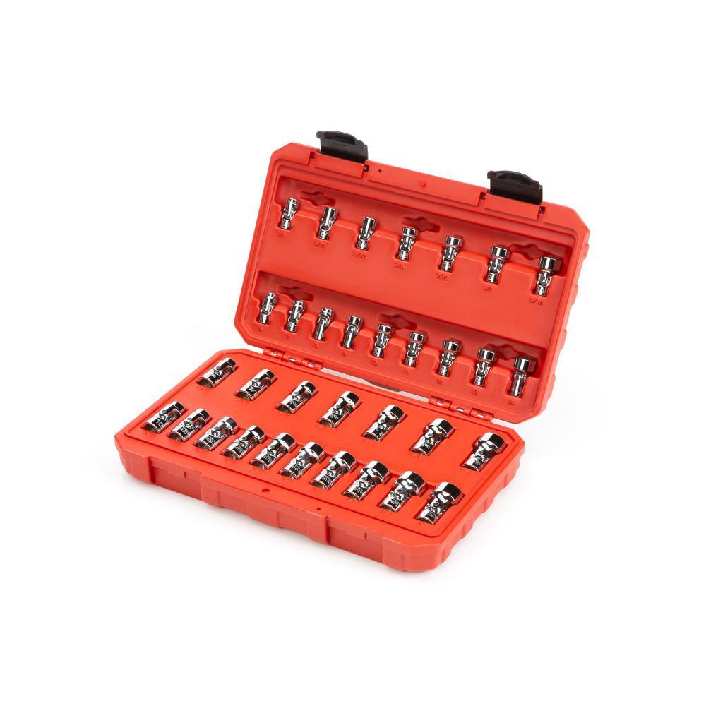 TEKTON SHD99301 1/4. 3/8 in. Drive Universal Joint Socket Set (33-Piece)