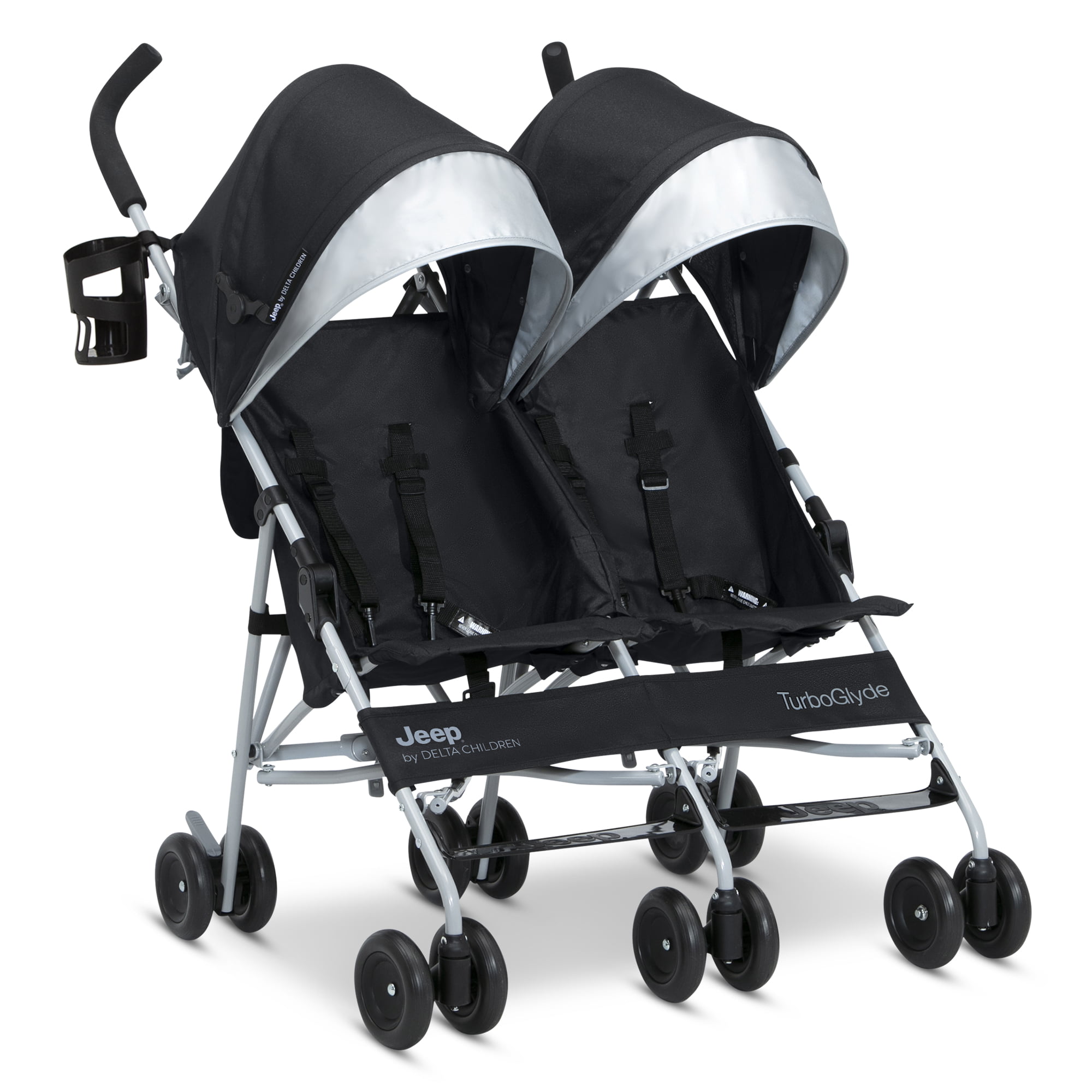 Jeep TurboGlyde Side by Side Double Stroller by Delta Children. Black