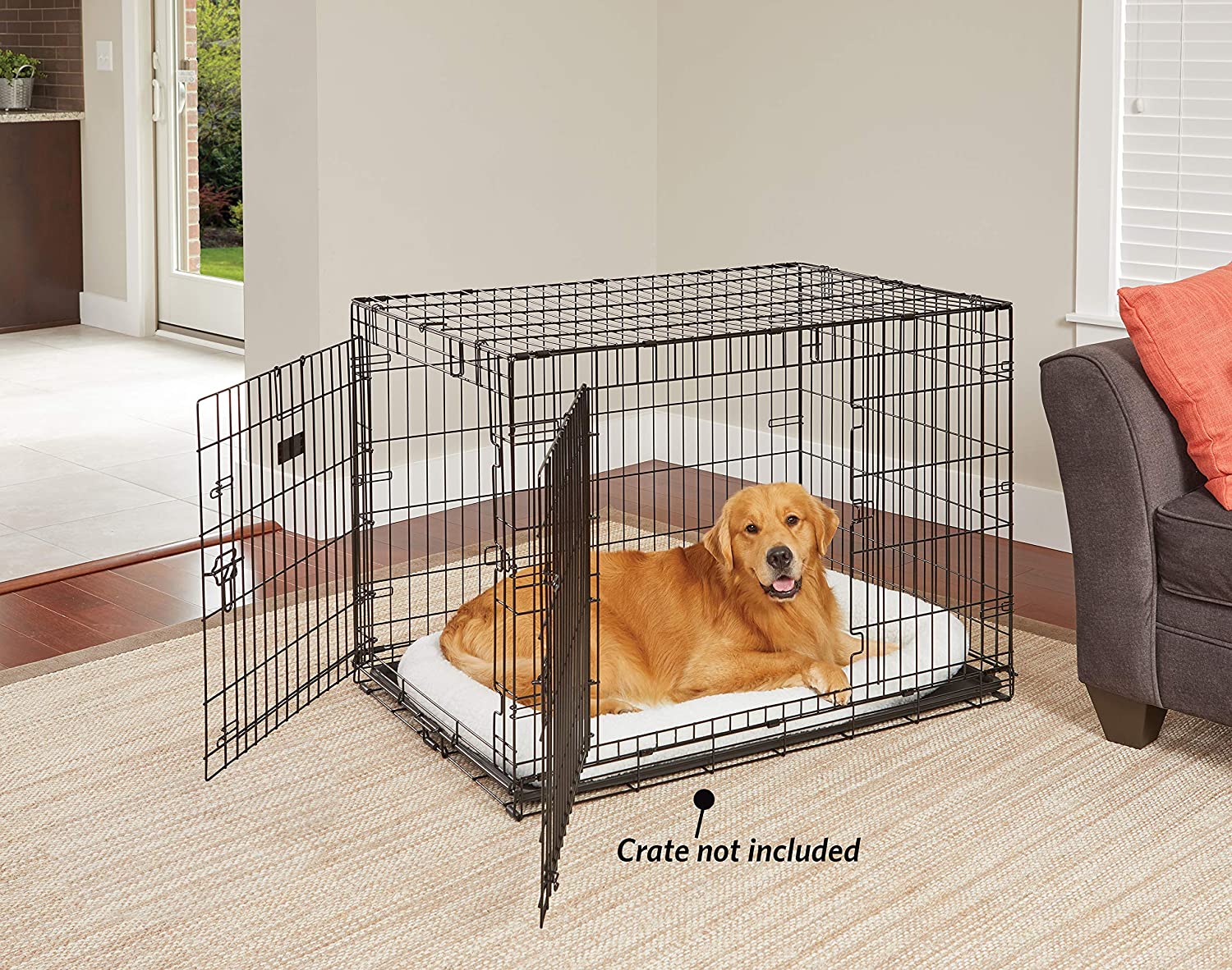 MidWest Quiet Time Fleece Dog Crate Mat. White Fleece. 42 x 26 inch