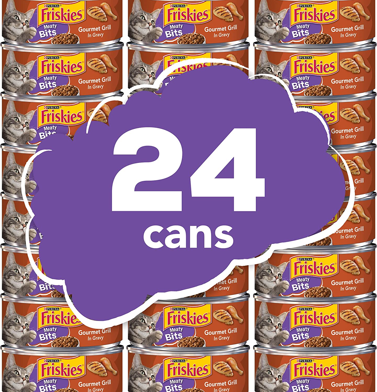 Purina Friskies Wet Cat Food Meaty Bits Gourmet Grill in Gravy - (24) 5.5 oz. Cans