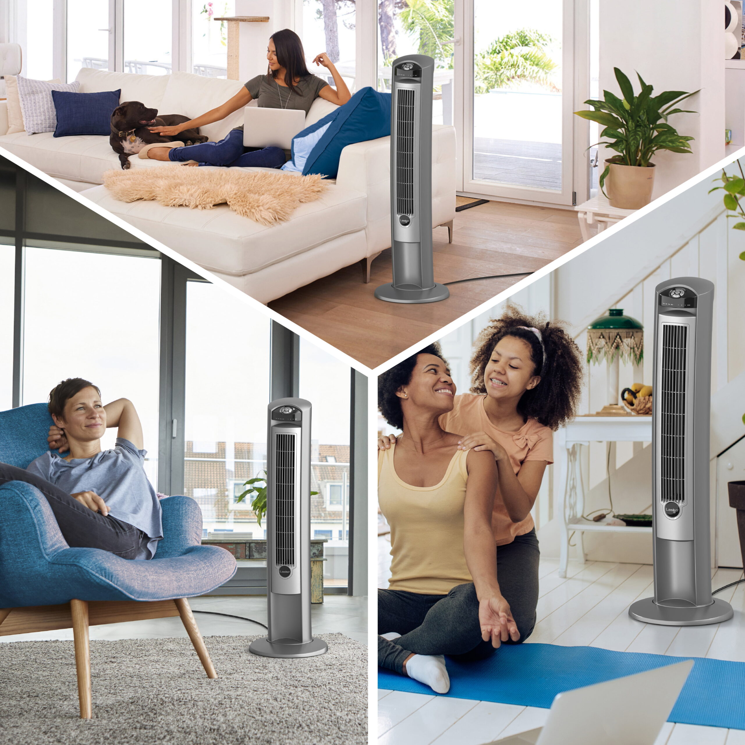 Lasko 42″ Wind Curve Tower Fan with Ionizer and Remote. 2551. Silver