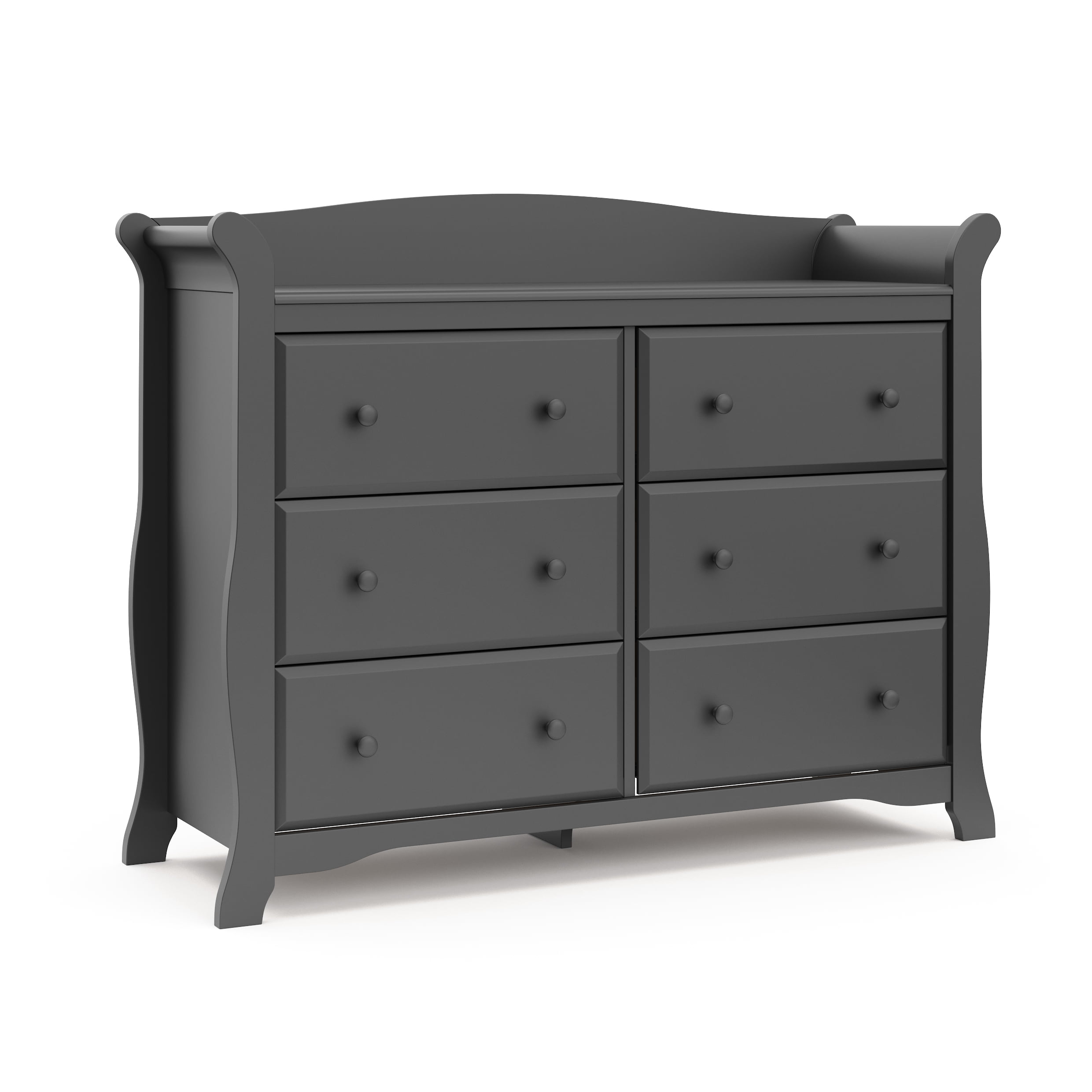 Storkcraft Avalon 6 Drawer Classic Double Dresser Gray