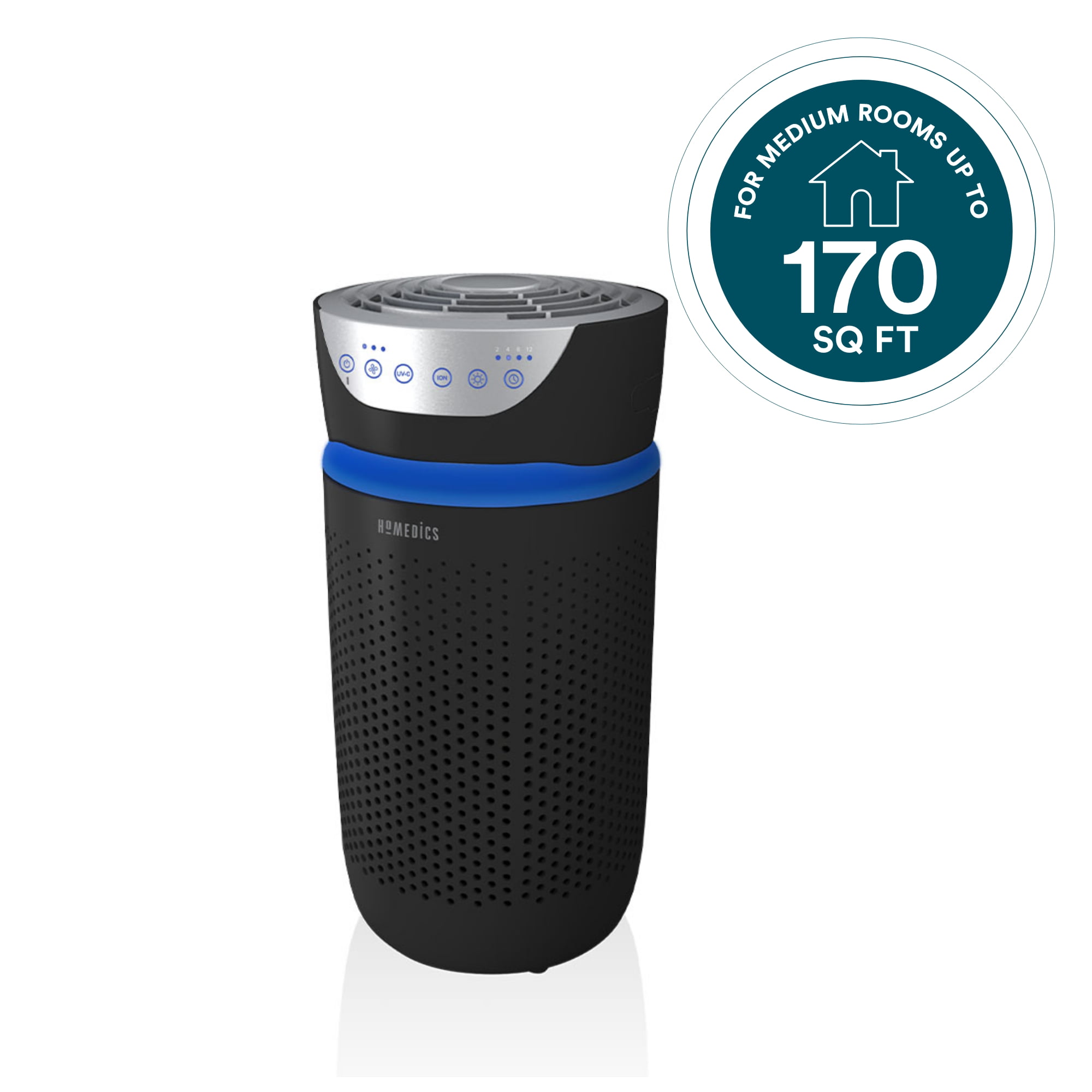 HoMedics Air Purifier. Anti-Allergen. Air Cleaner. UV-C Light  Eliminates 99.99% of Viruses & Bacteria.  True HEPA Filter Removes allergens. pollutants. Mold. Odors. For Medium Rooms. Whisper Quite