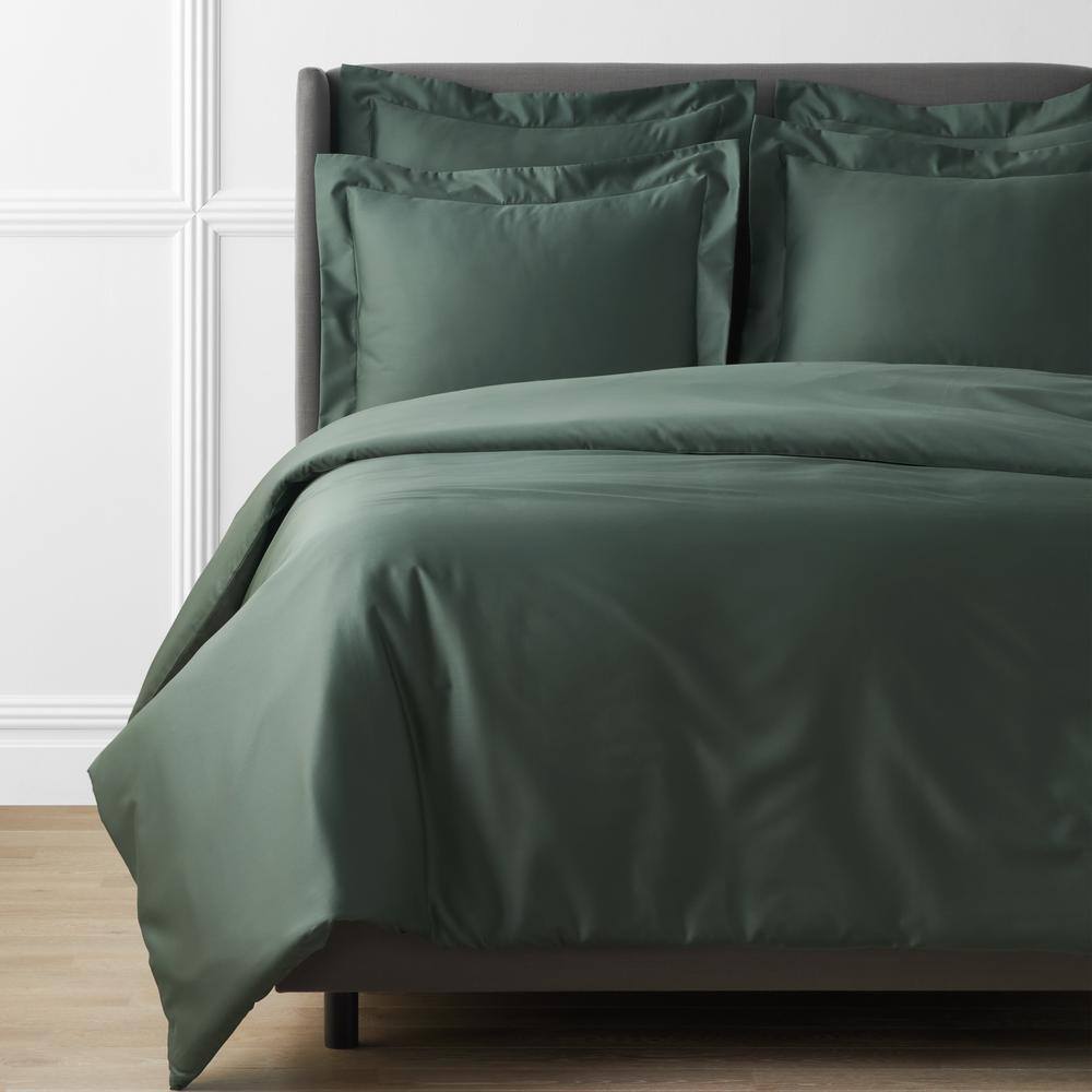 The Company Store  Legends Hotel Supima Cotton Wrinkle-Free 4-Piece Olive Green Sateen Queen Sheet Set - Olive Green