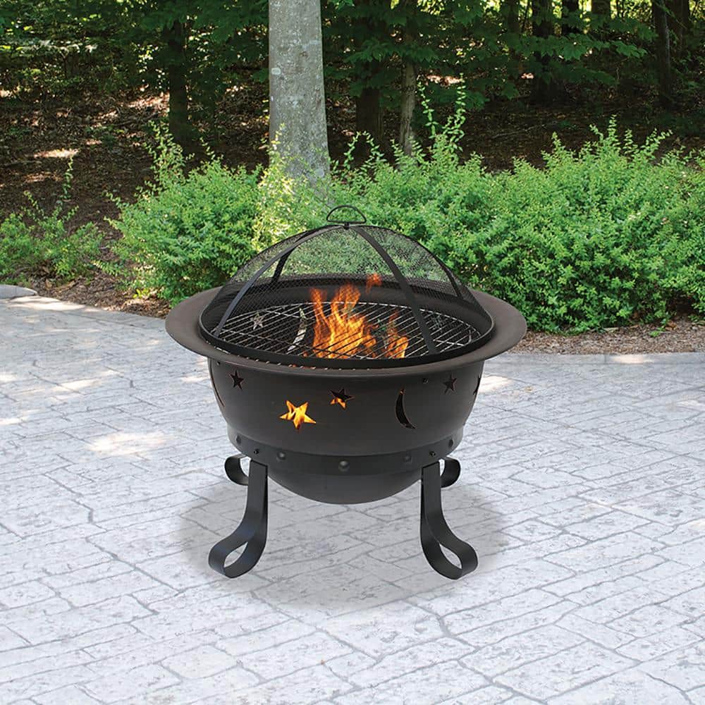 Endless Summer WAD1081SP Bronze Cauldron Stars and Moons 30 in. D Wood Burning Fire Pit