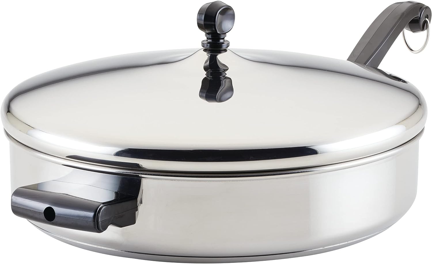 Farberware Classic Saute Pan / Frying Pan / Fry Pan with Lid and Helper Handle - 4.5 Quart. Silver. 50012