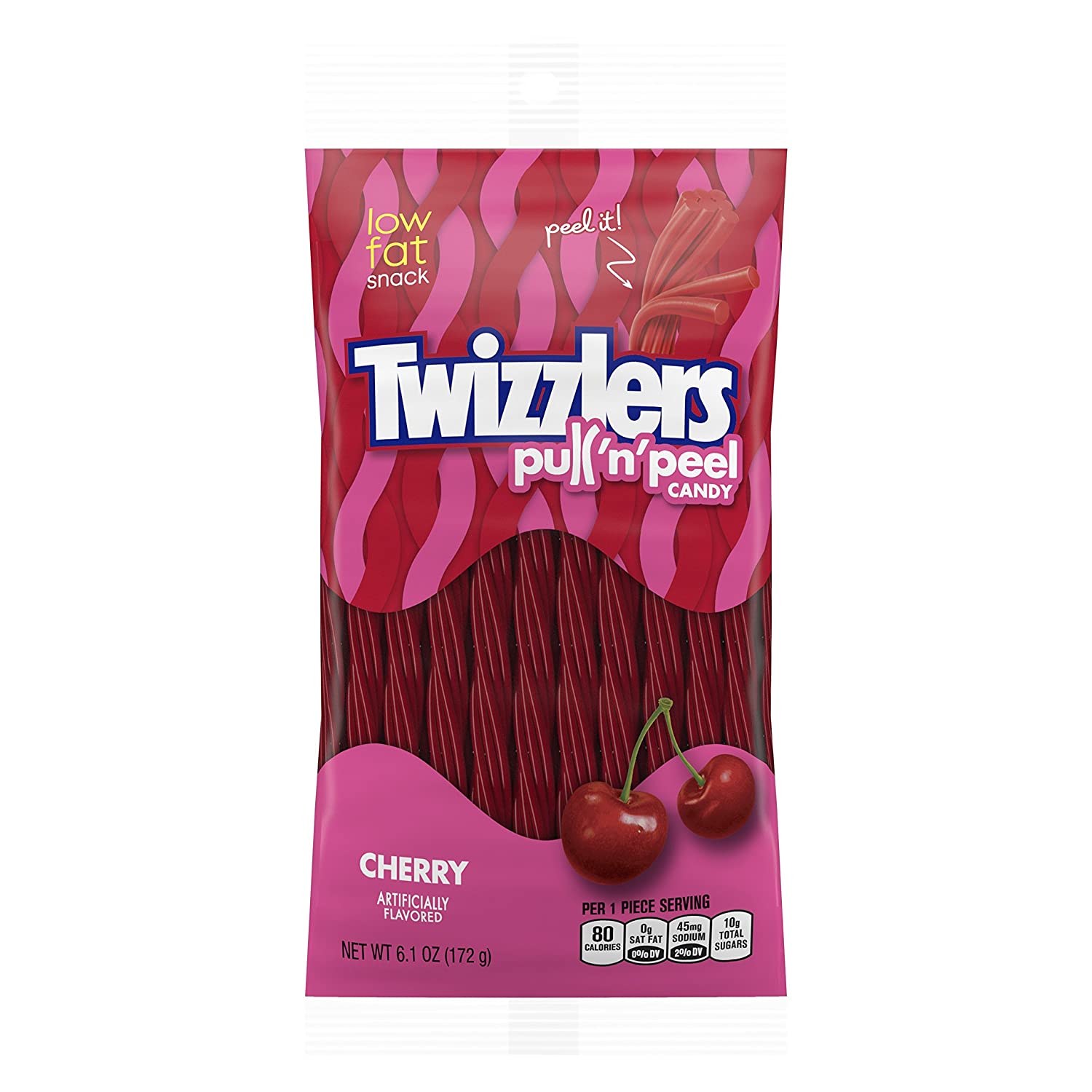 TWIZZLERS PULL ‘N- PEEL Cherry Flavored Chewy Candy. 6.1 oz Bags (12 Count)