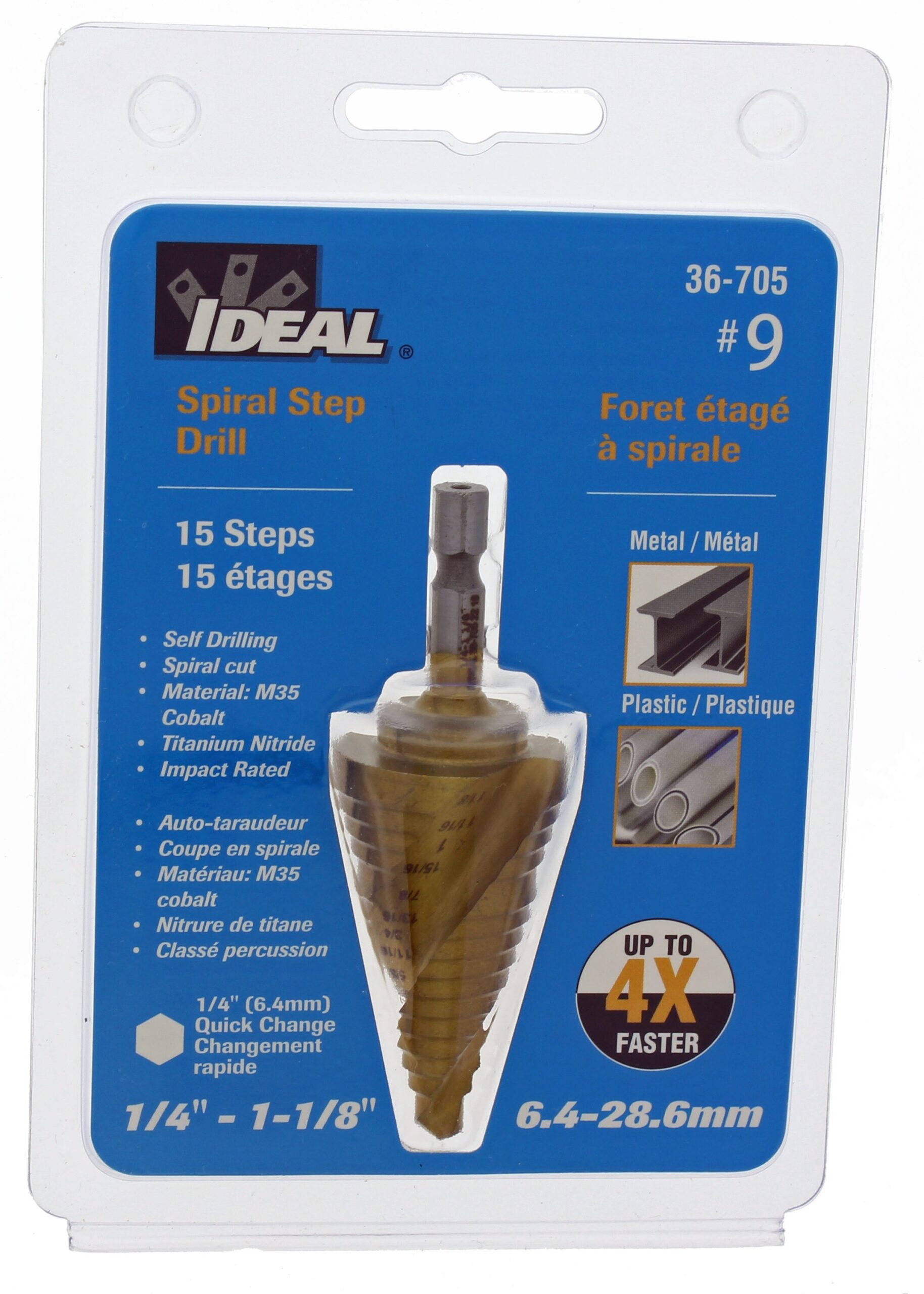 IDEAL 1/4-in 15-Step Drill Bit (1/4-in to 1-1/8-in)