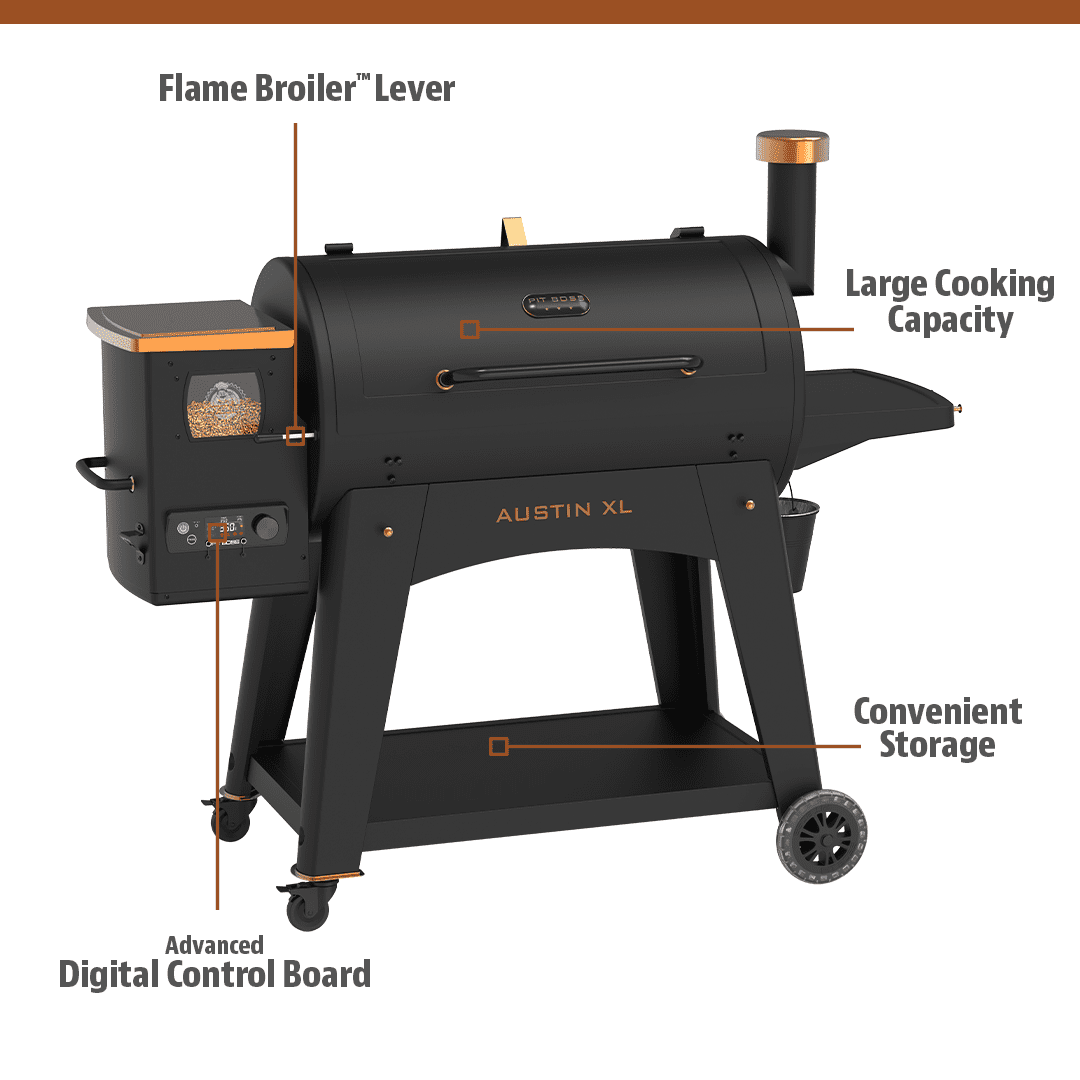 Pit Boss Austin XL 1000 sq in Wood Fired Pellet Grill and Smoker – Onyx Series