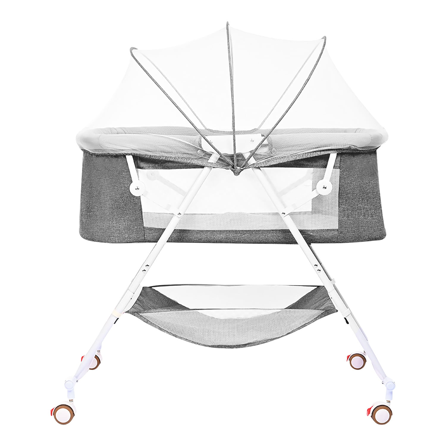 Bassinet for Babies. Yadala 4 in 1 Portable Rocking Bassinet. Quick-Fold Crib for Newborn Girl Boy Infant. Grey