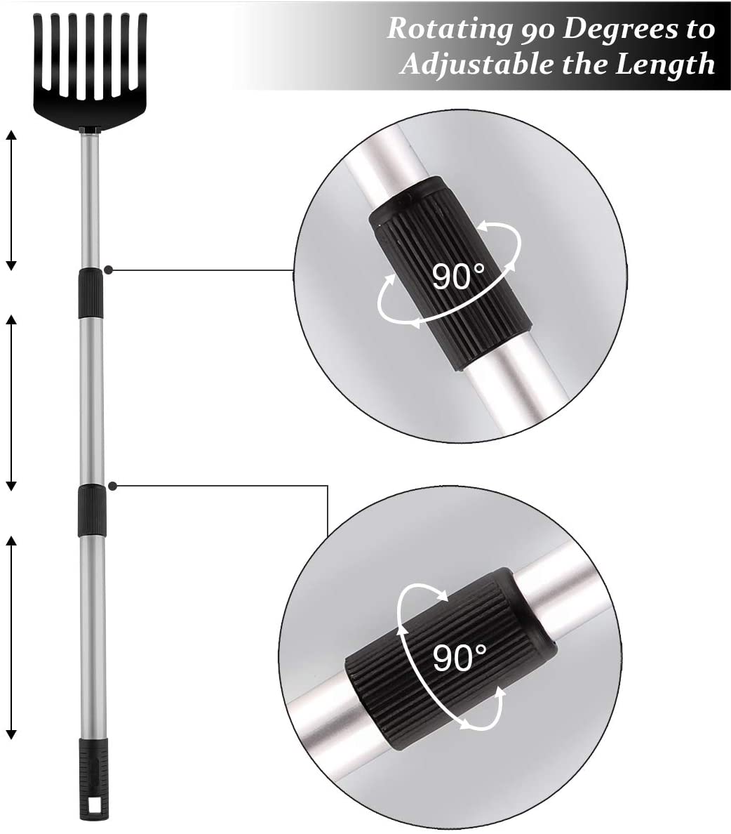 SKYFIELD Pooper Scooper Rake. 3-Stage Extendable Metal
